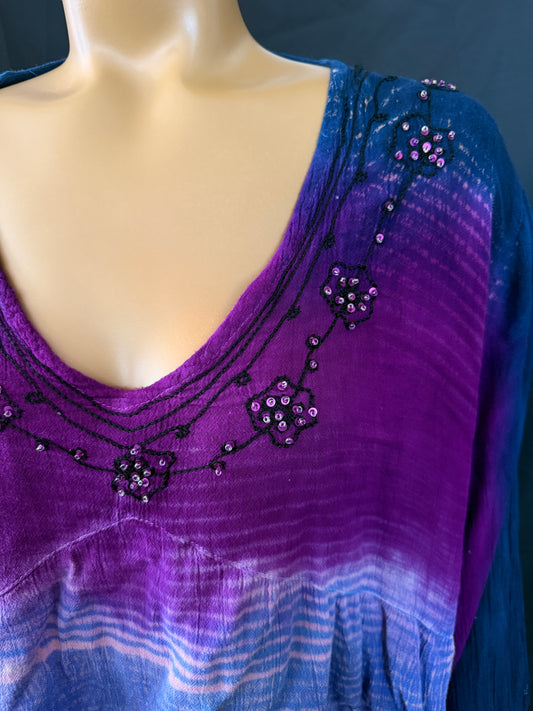 Boho Purple OmbrƩ Beaded Top