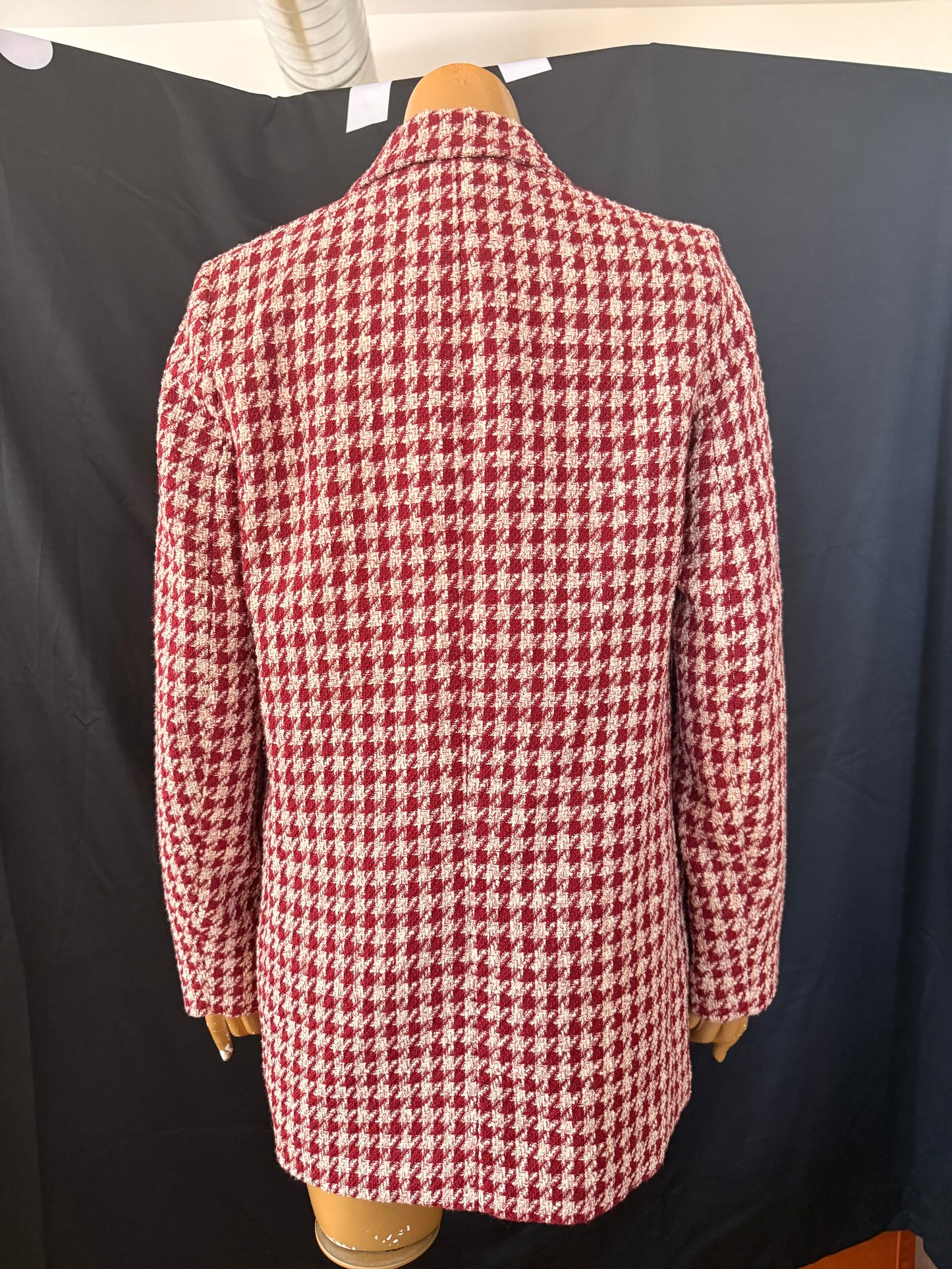 Red Herringbone Oversized Blazer