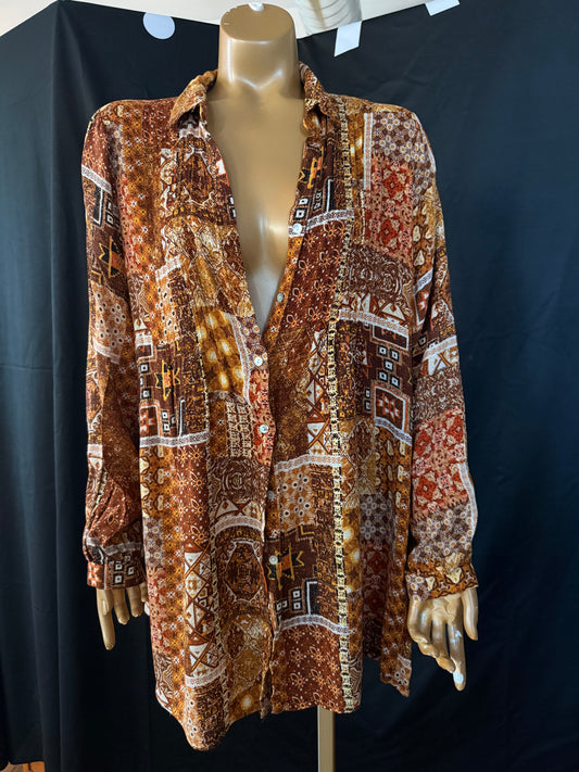 Brown Patterned Button Down