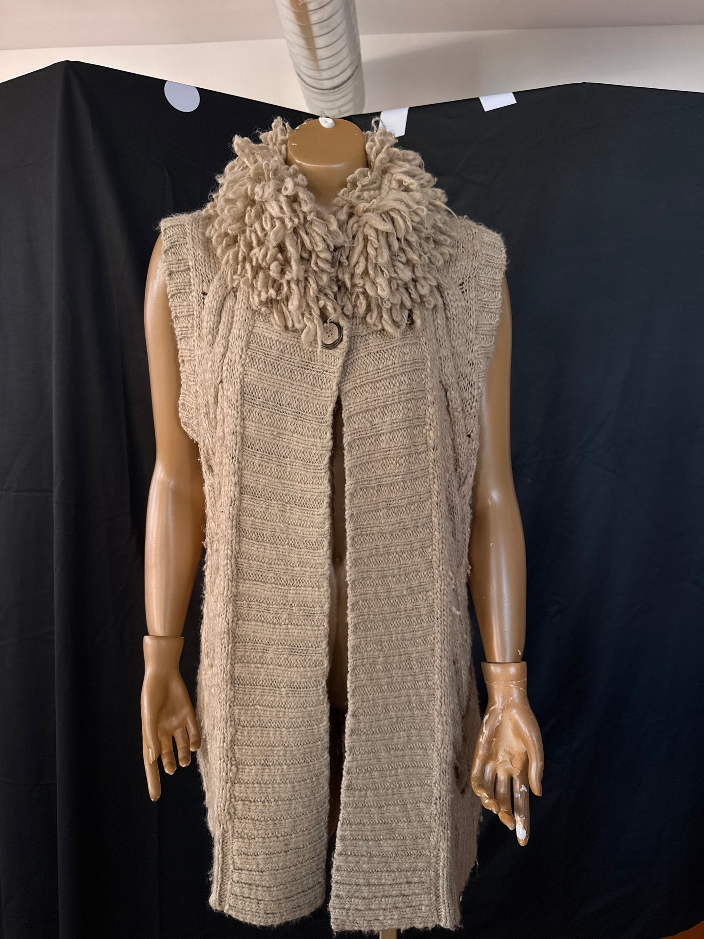 Tan Fringe Collar Vest