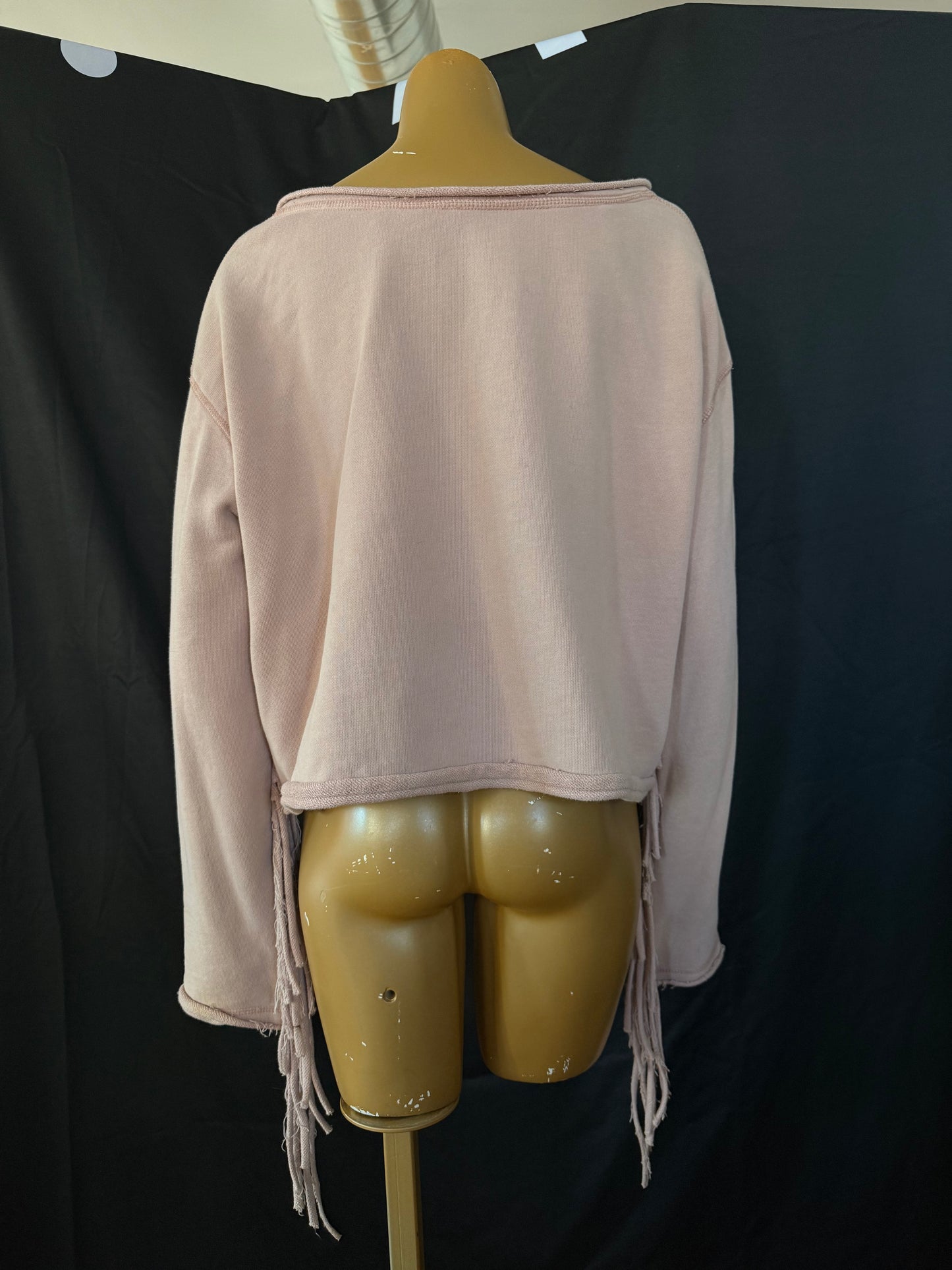 Free People Pink Fringe Long Sleeve