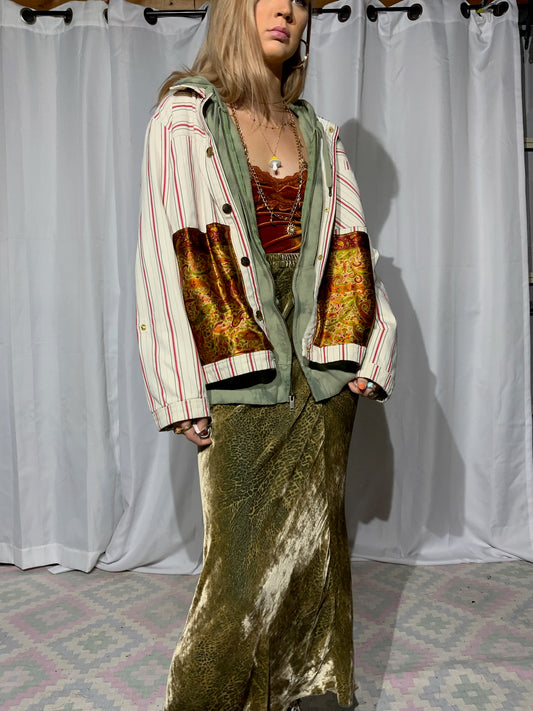Green Velvet Maxi Skirt