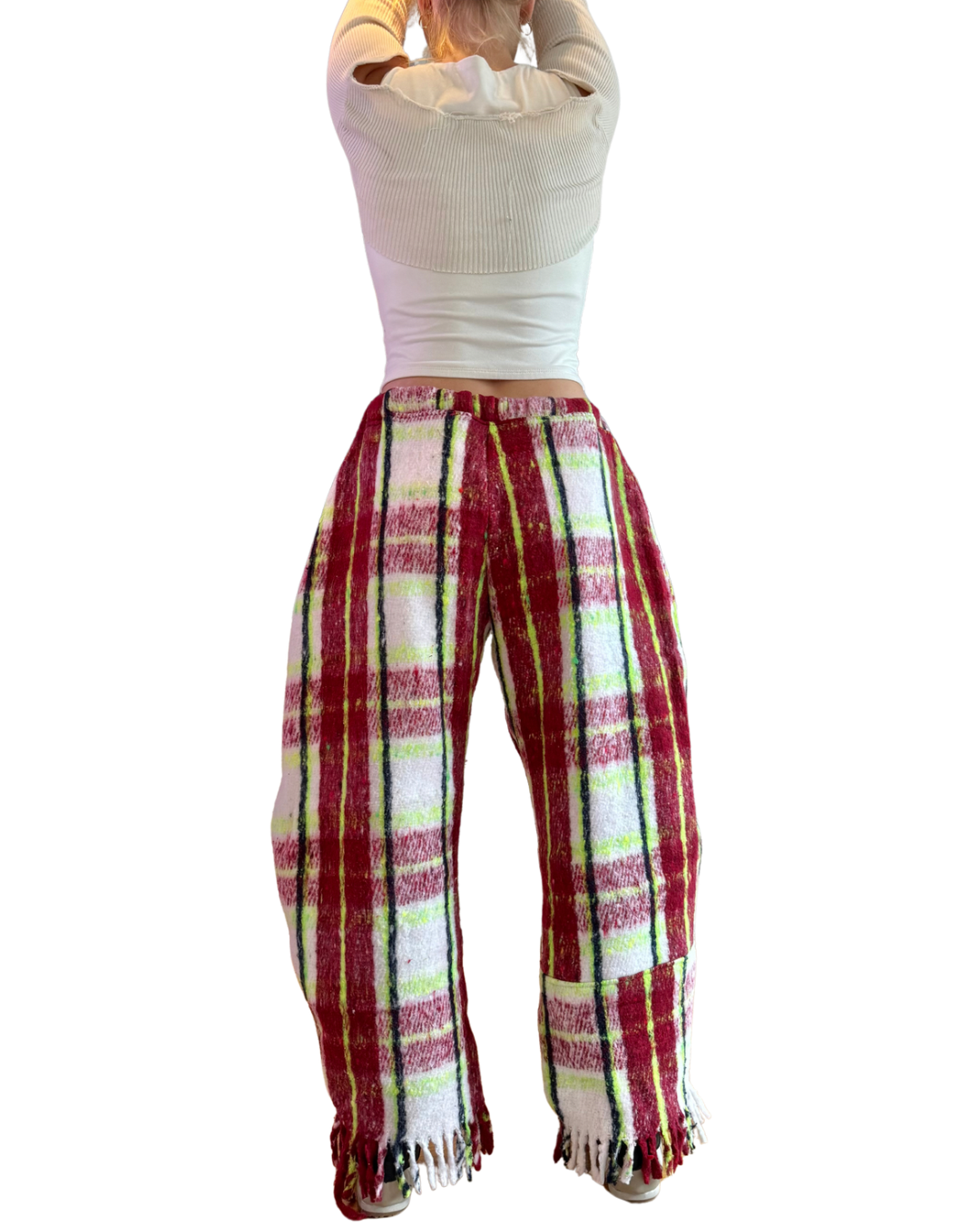 Reclaimed Plaid Barrel Pants