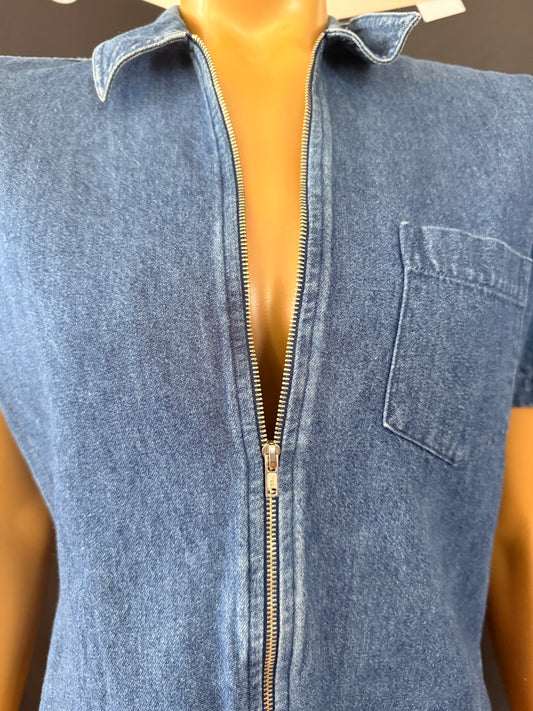 Denim Zip Up Top