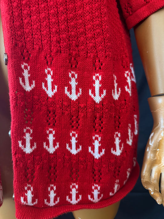 Boat Day Red Anchor Sweater