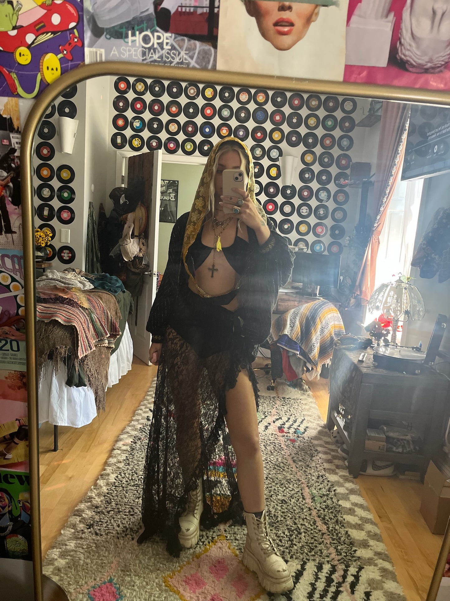 Black Lace Ruffle Vest