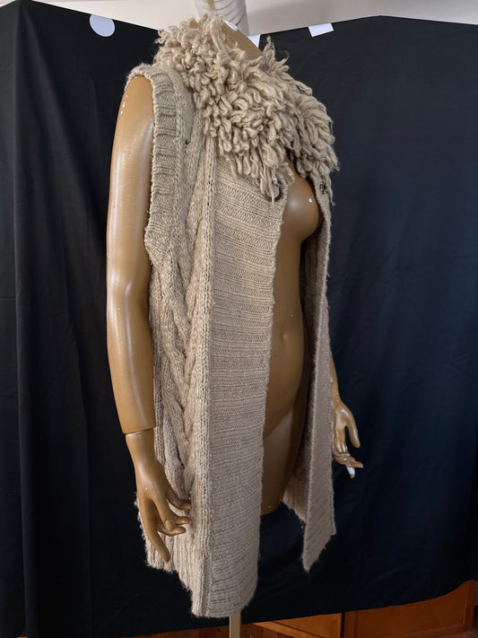 Tan Fringe Collar Vest