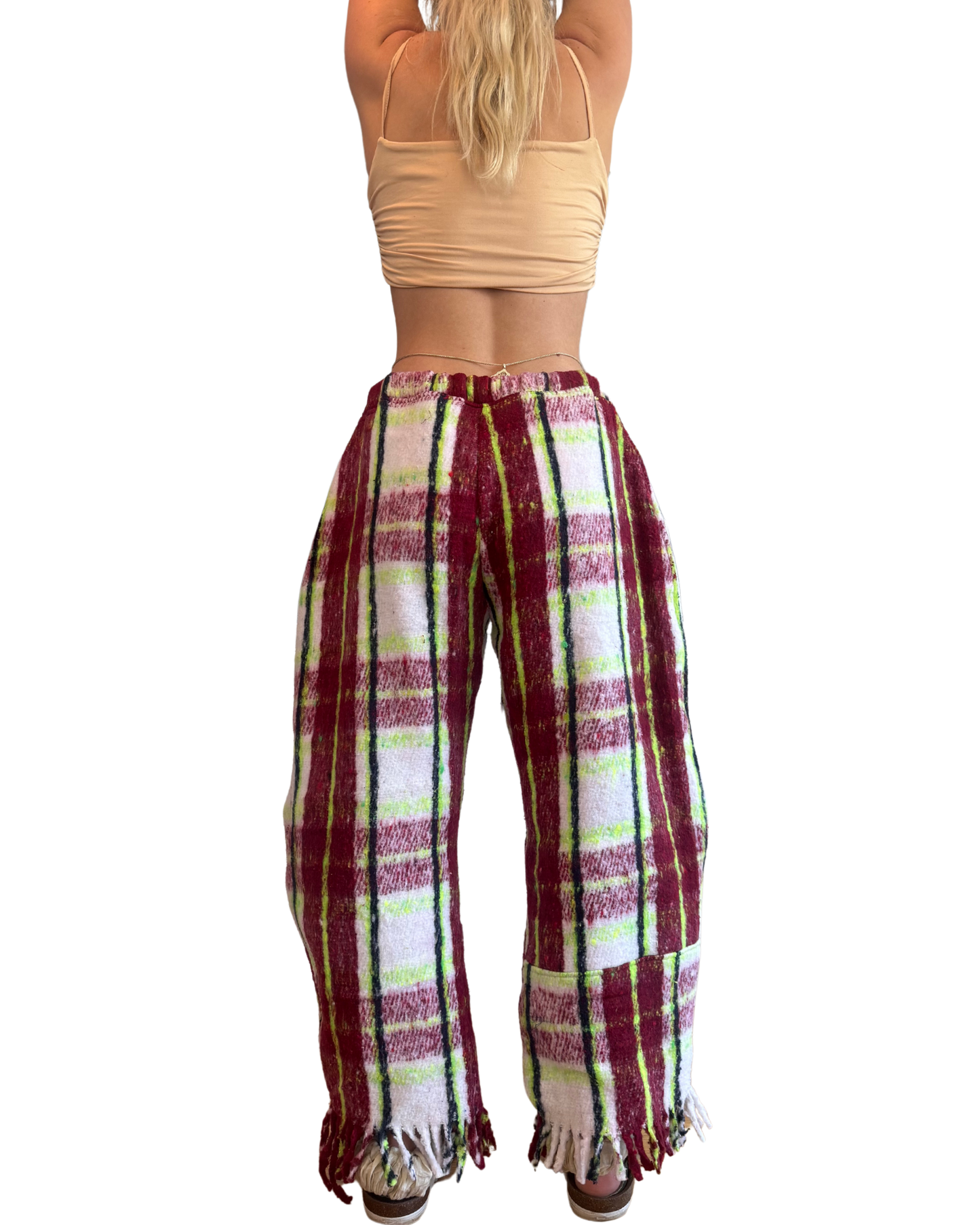 Reclaimed Plaid Barrel Pants