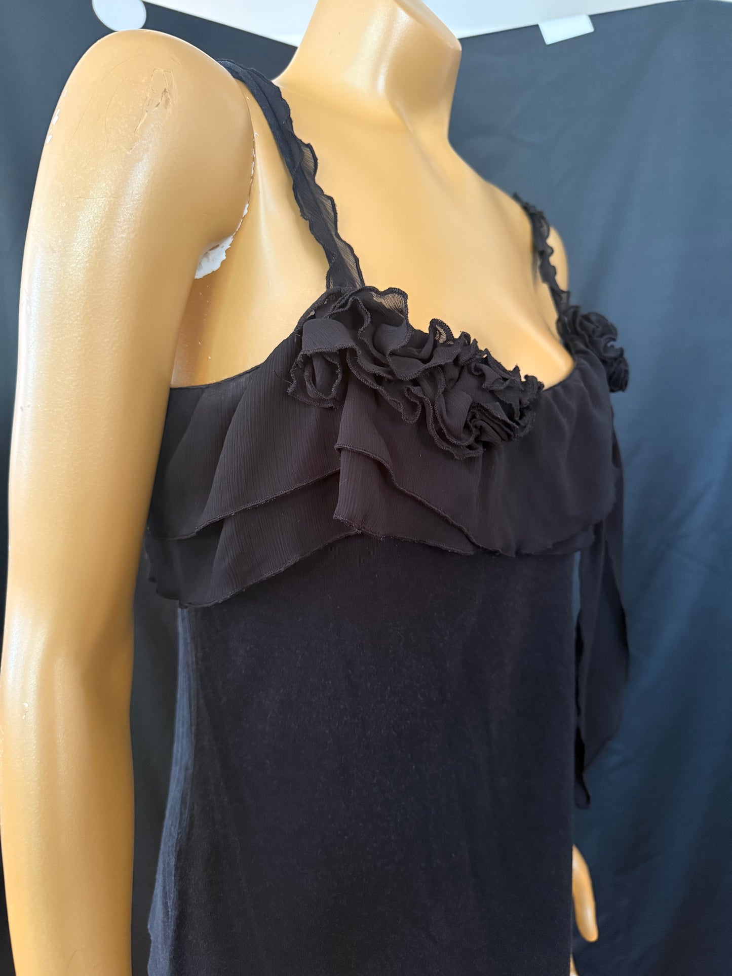Black Ruffle Romantic Tank Top