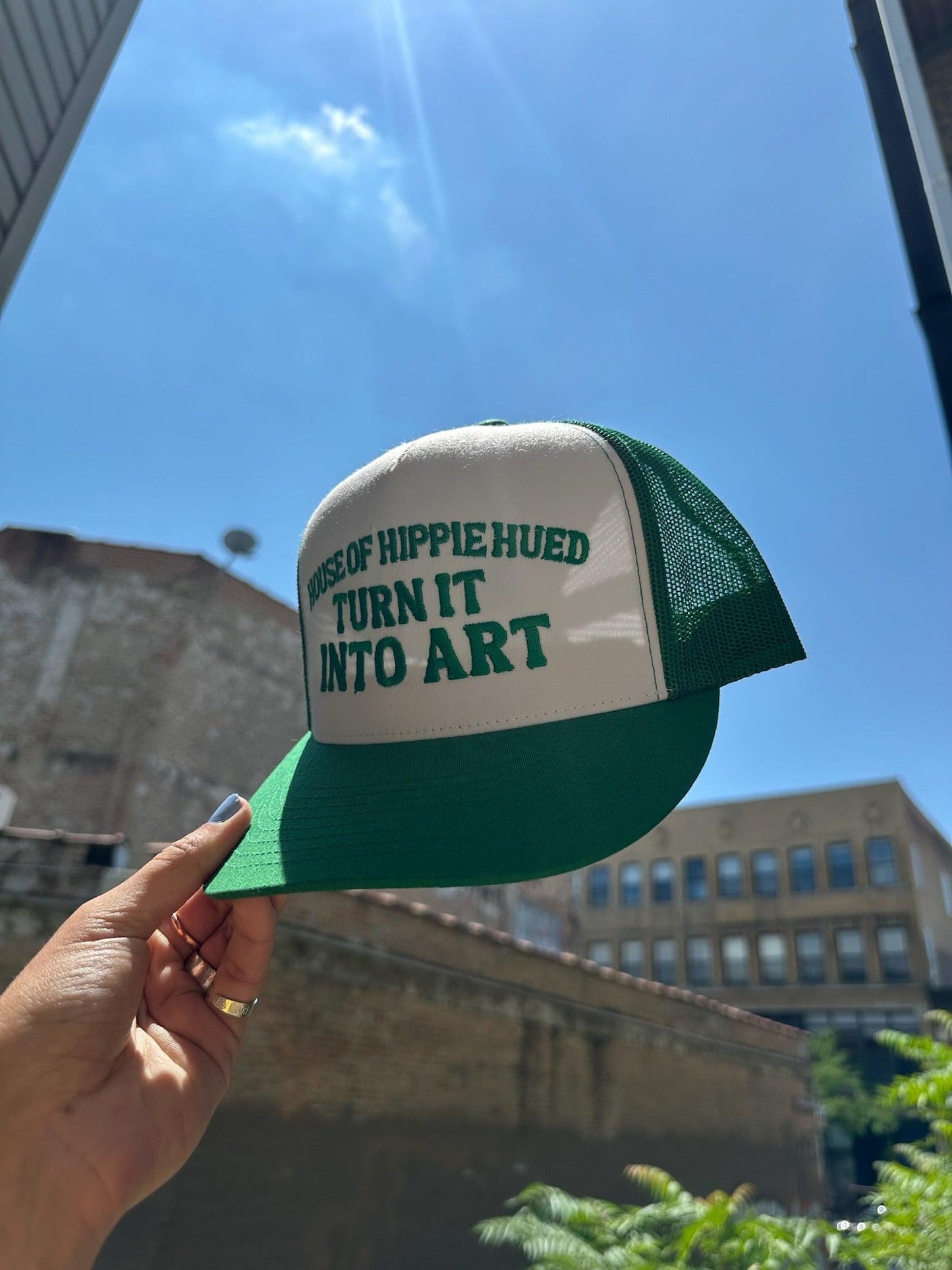 HH Turn it Into Art Green Trucker Cap - Hippie Hued