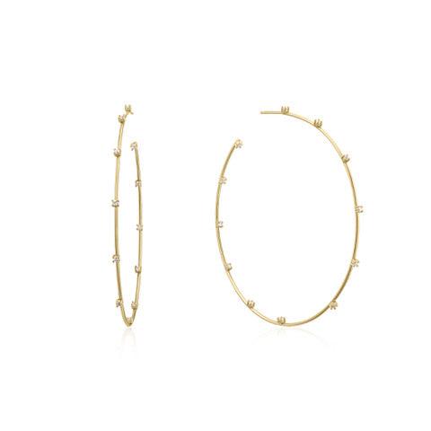 CZ Studded Thin Oversized Hoops - Hippie Hued