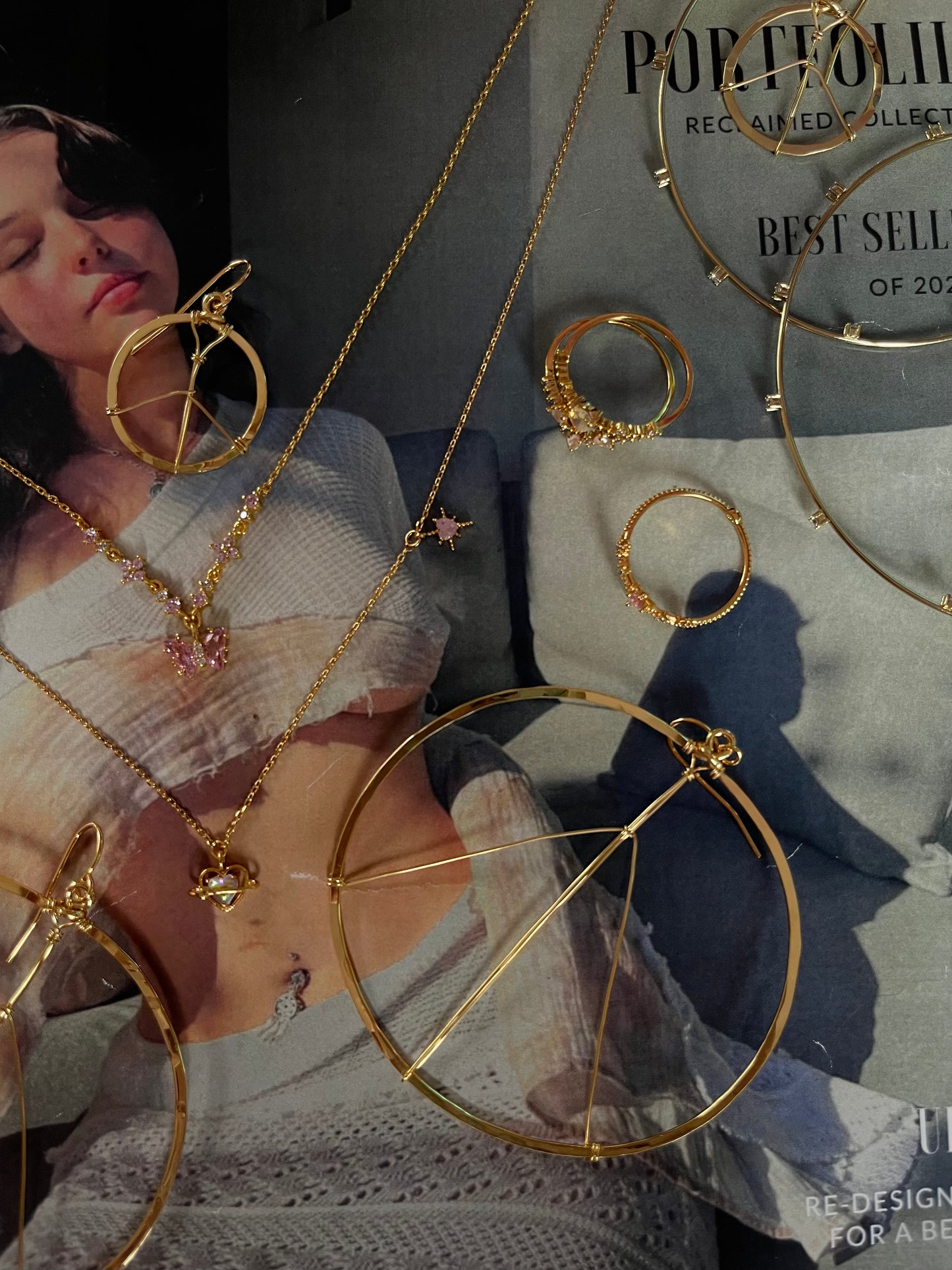 CZ Studded Thin Oversized Hoops - Hippie Hued