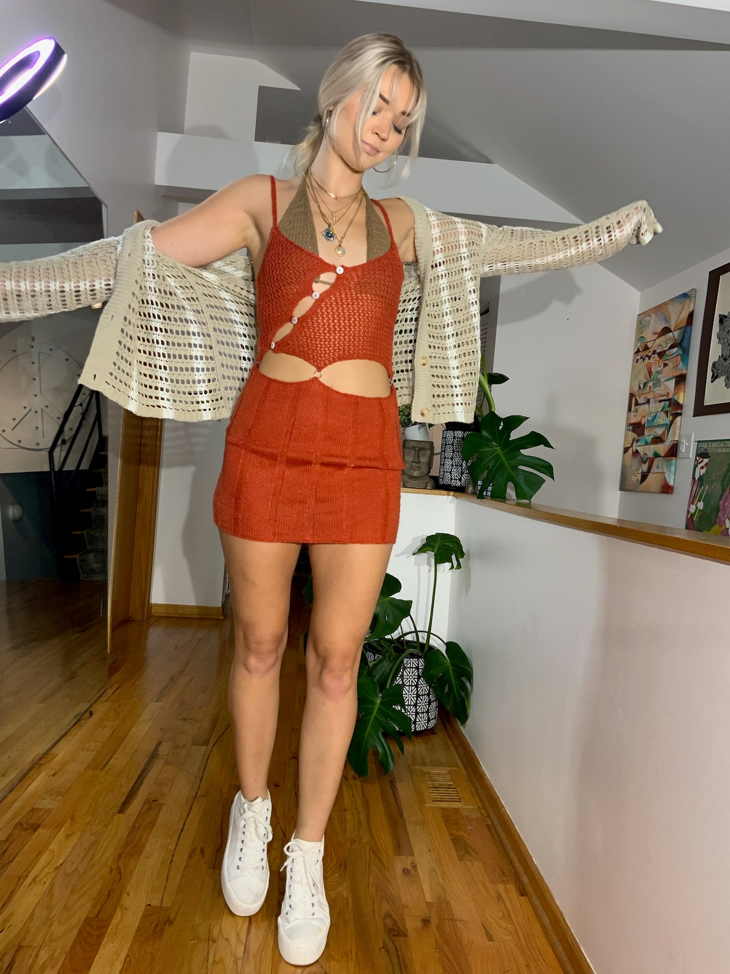 Stripe Crochet Button Down