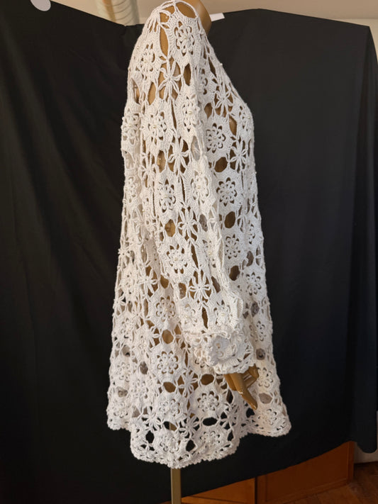 White Beaded Crochet Shirt/Dress