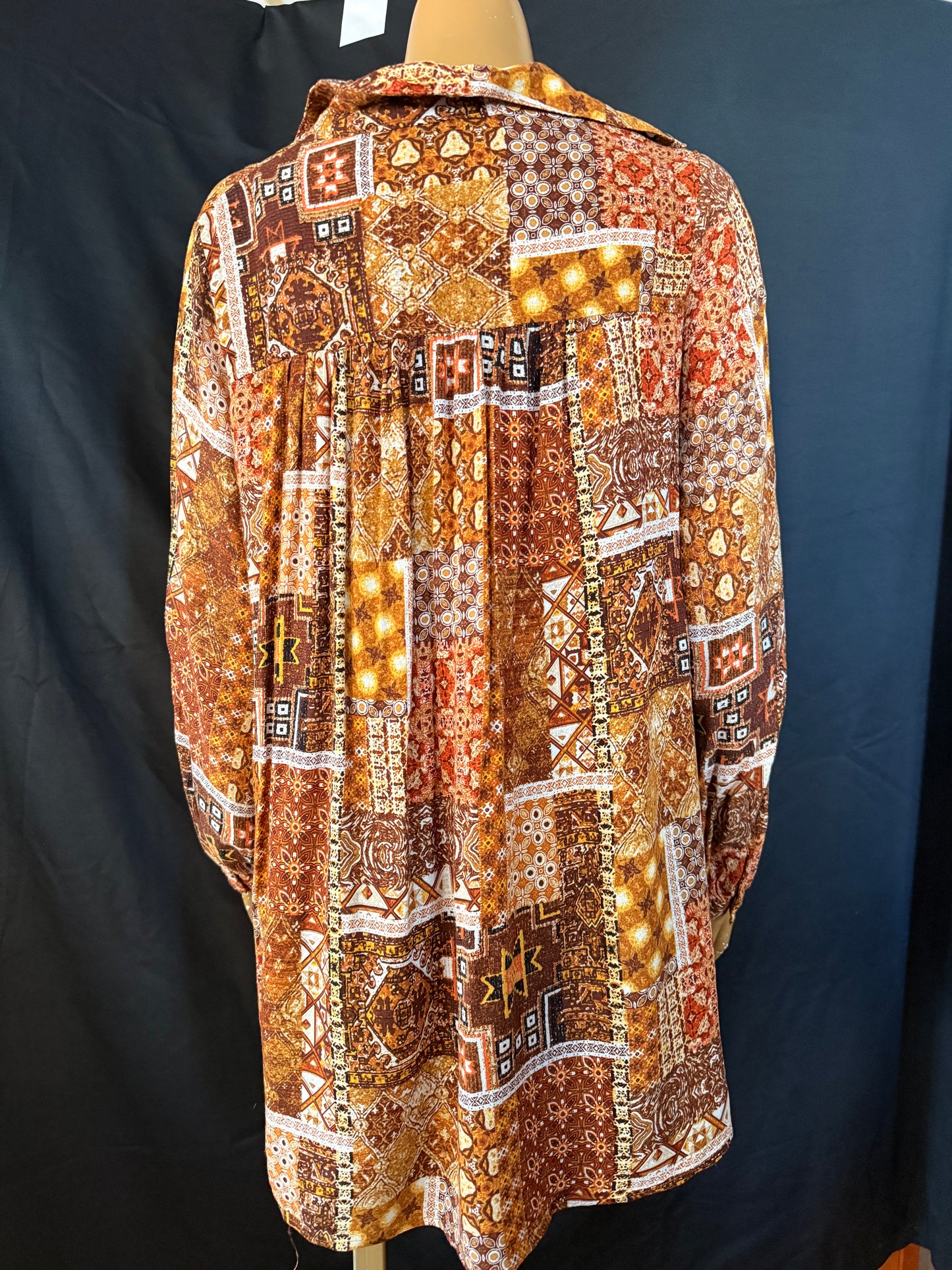 Brown Patterned Button Down