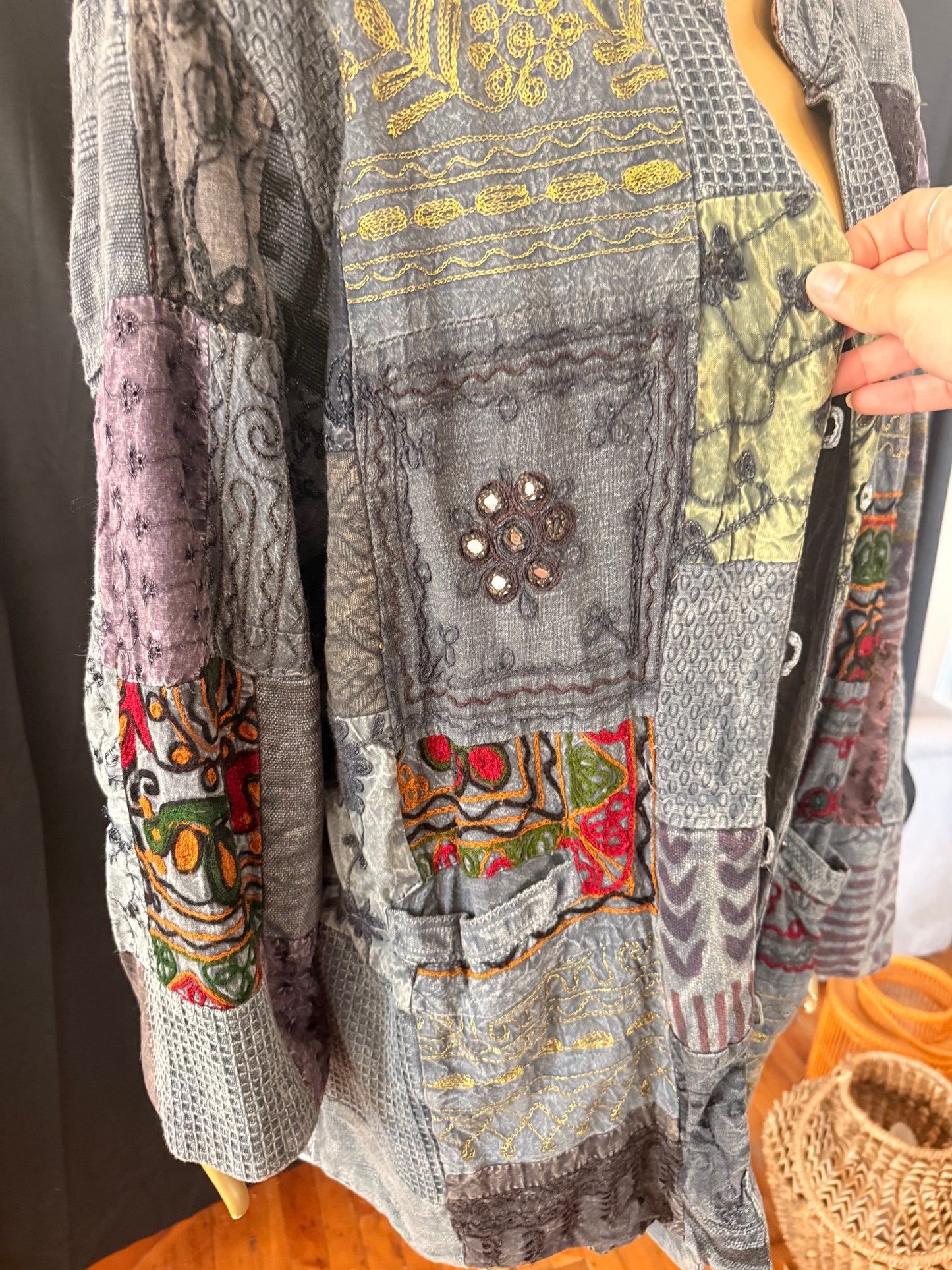 Charcoal Bohemian Patchwork Jacket
