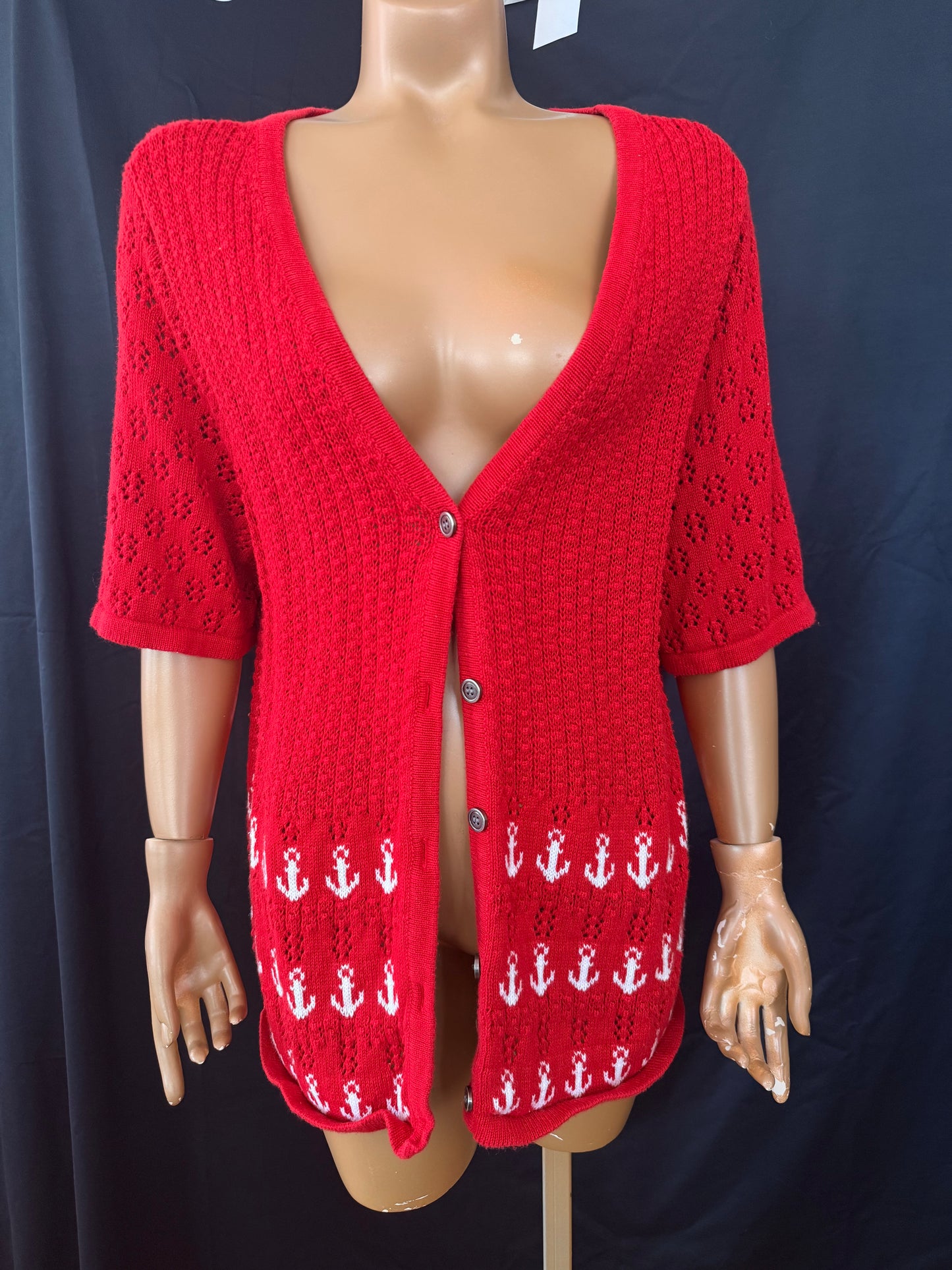 Boat Day Red Anchor Sweater