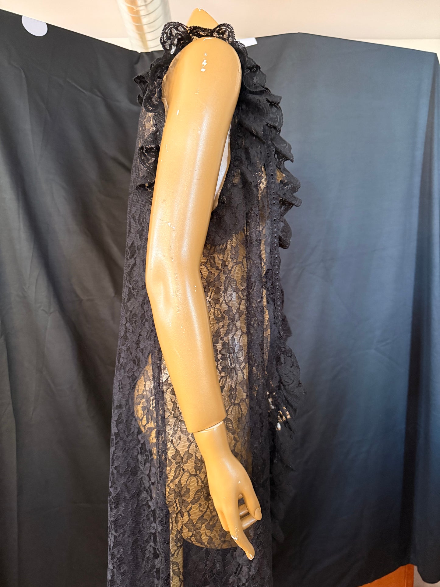 Black Lace Ruffle Vest