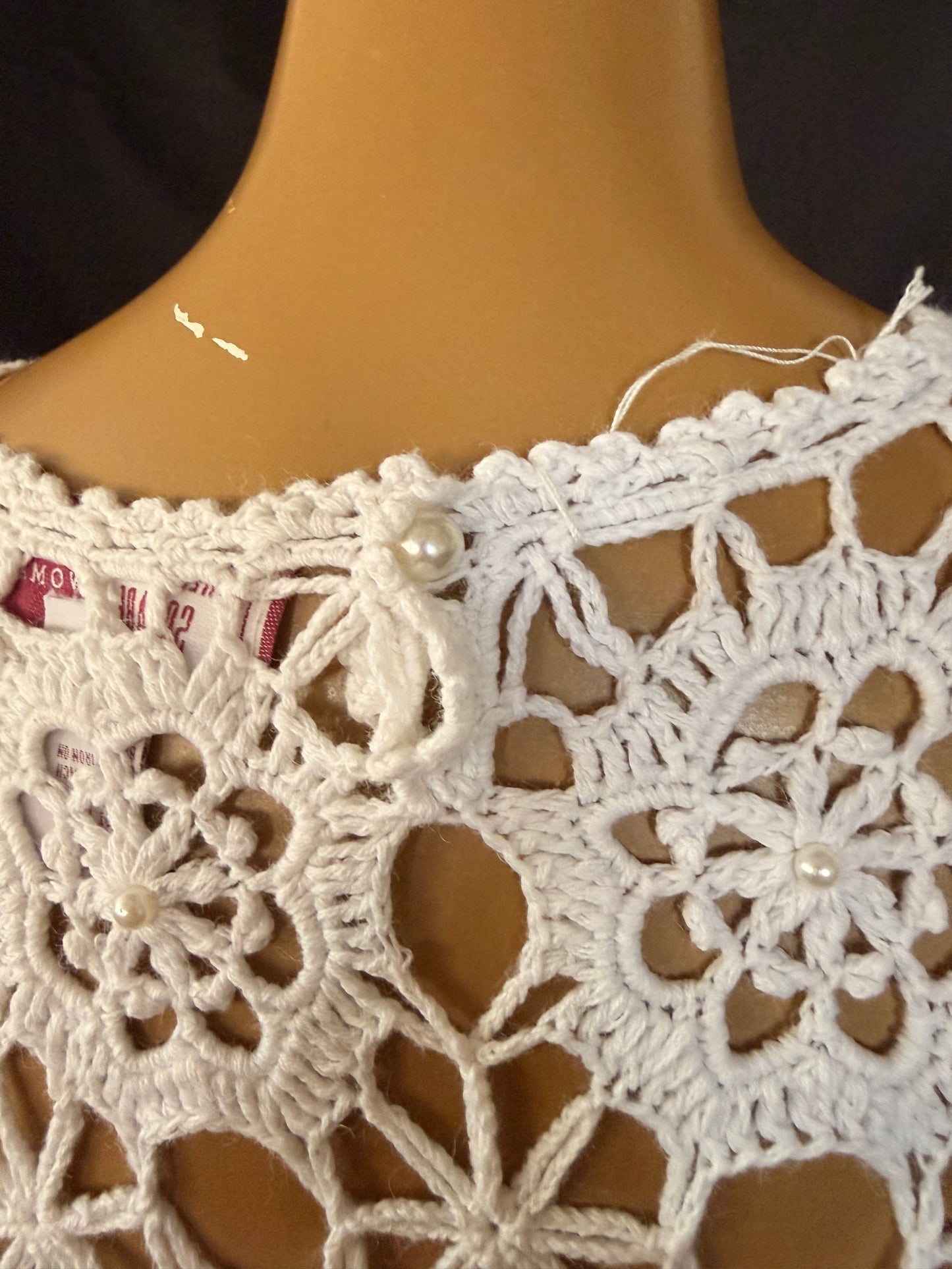White Beaded Crochet Shirt/Dress