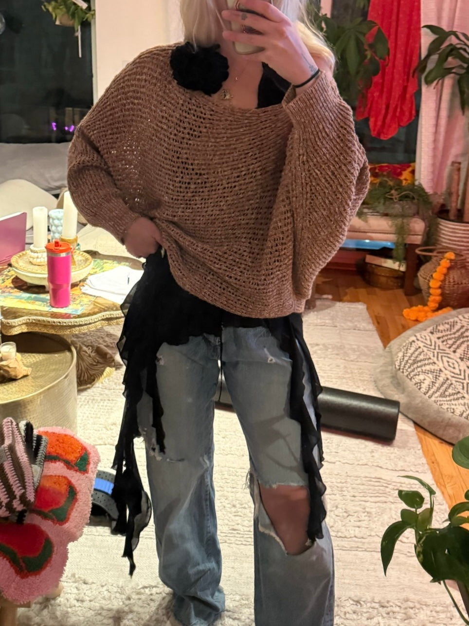 Free People Brown Crochet Top