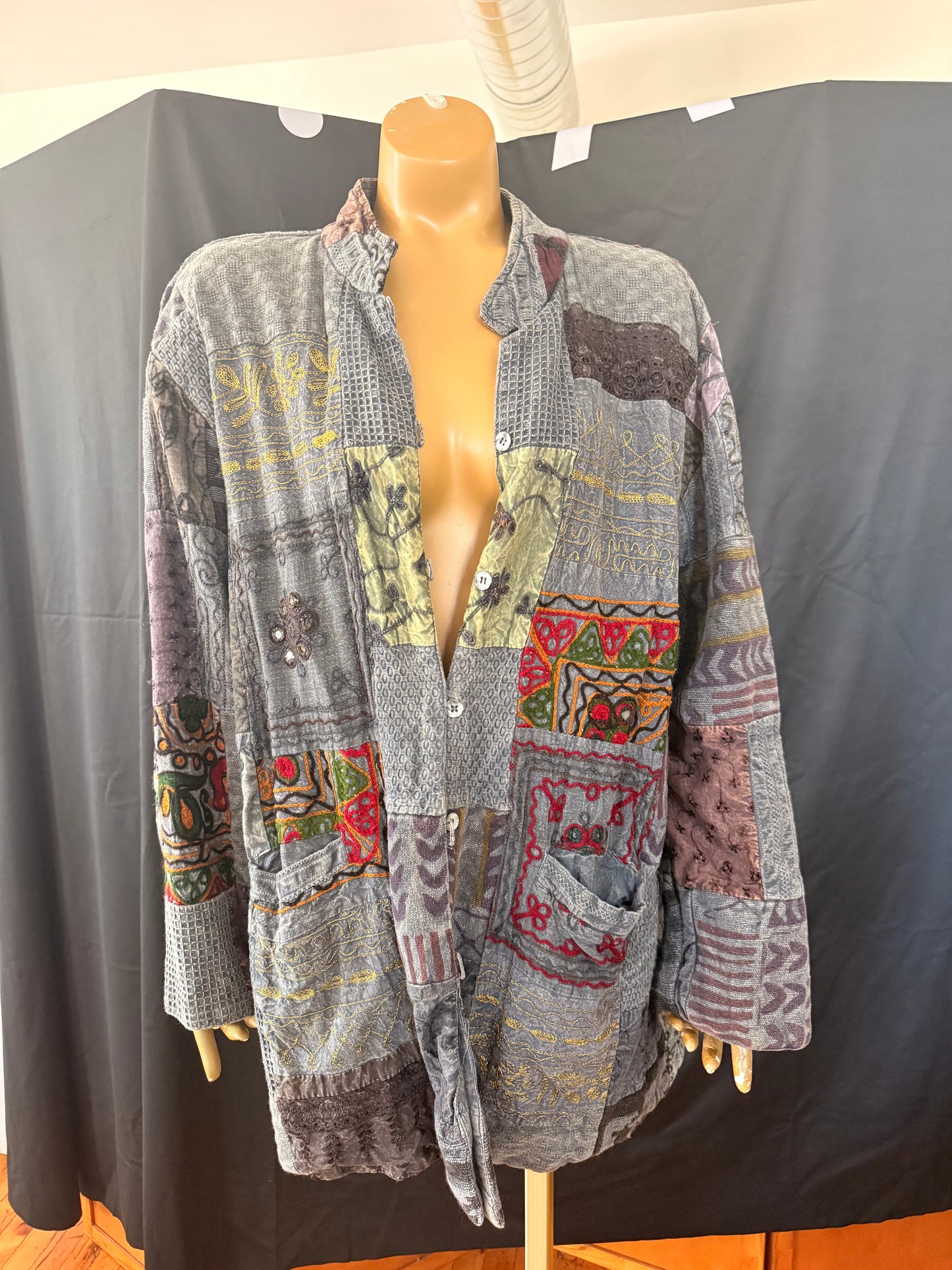Charcoal Bohemian Patchwork Jacket