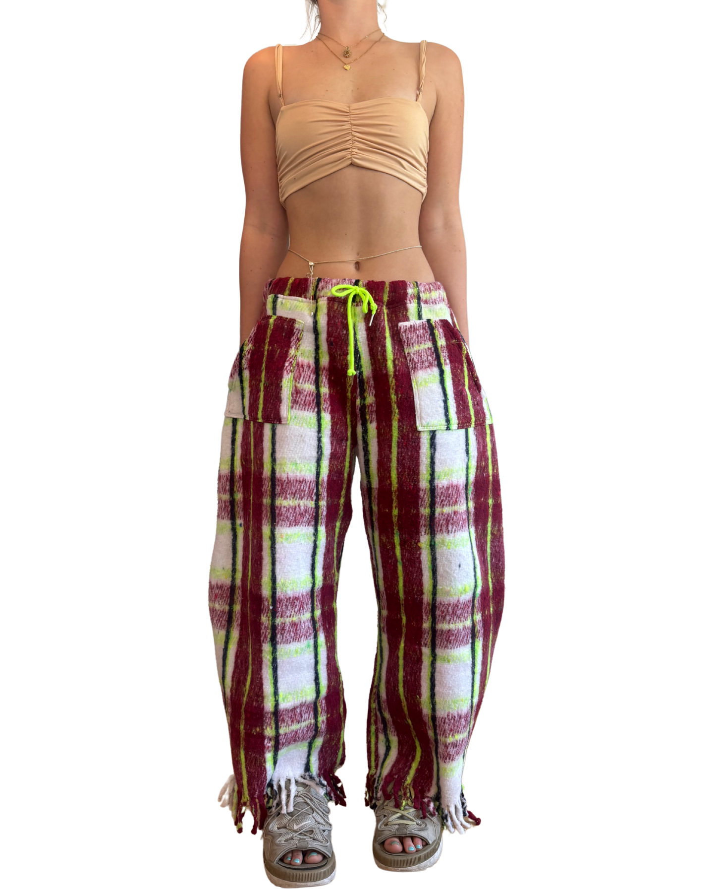 Reclaimed Plaid Barrel Pants