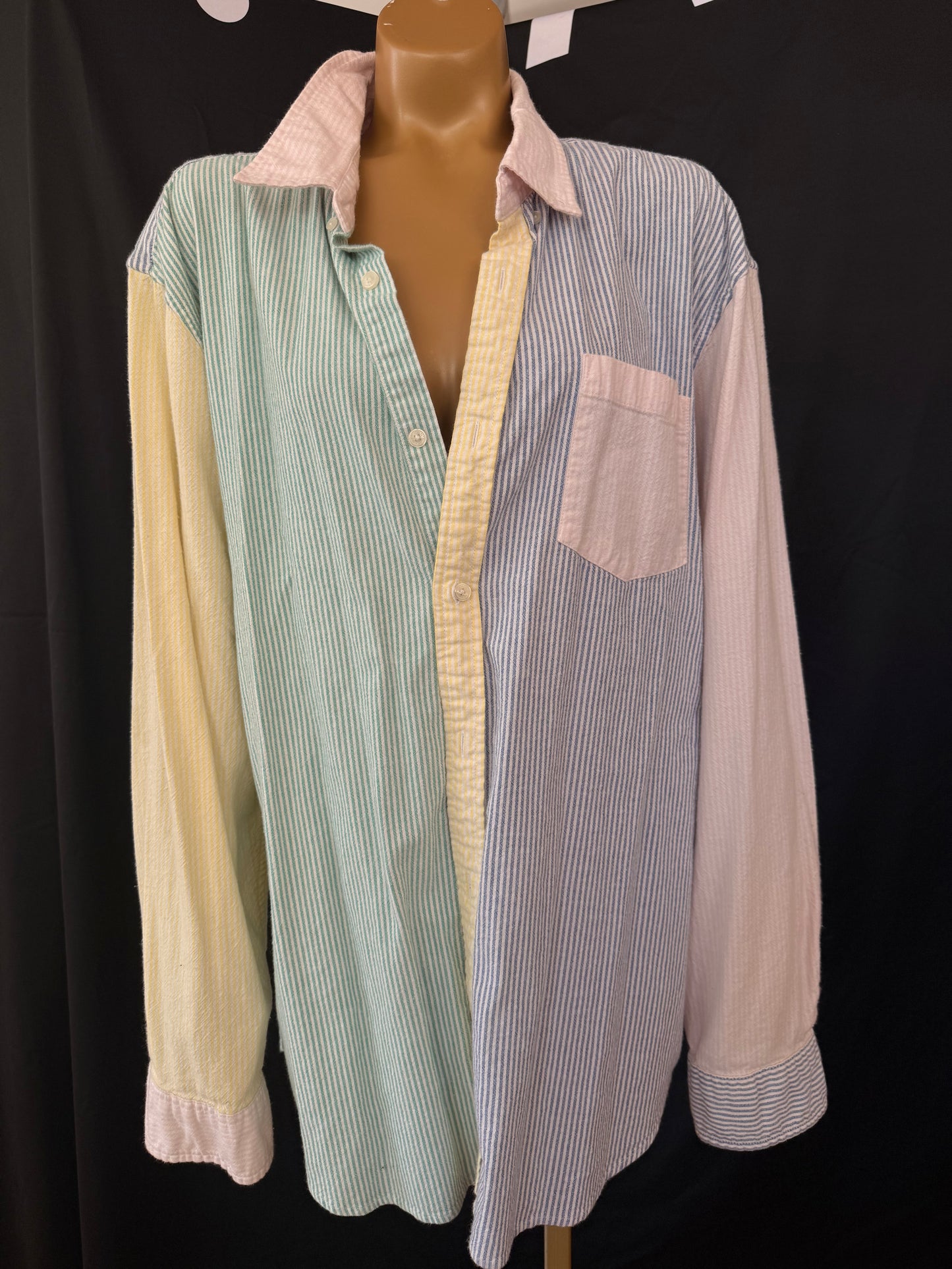 Pastel Color Block Button Down