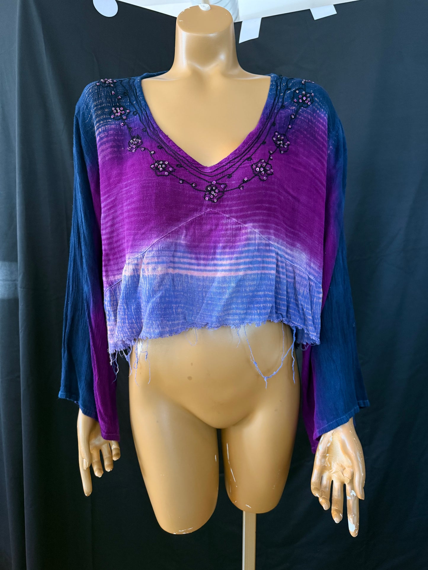 Boho Purple Ombré Beaded Top