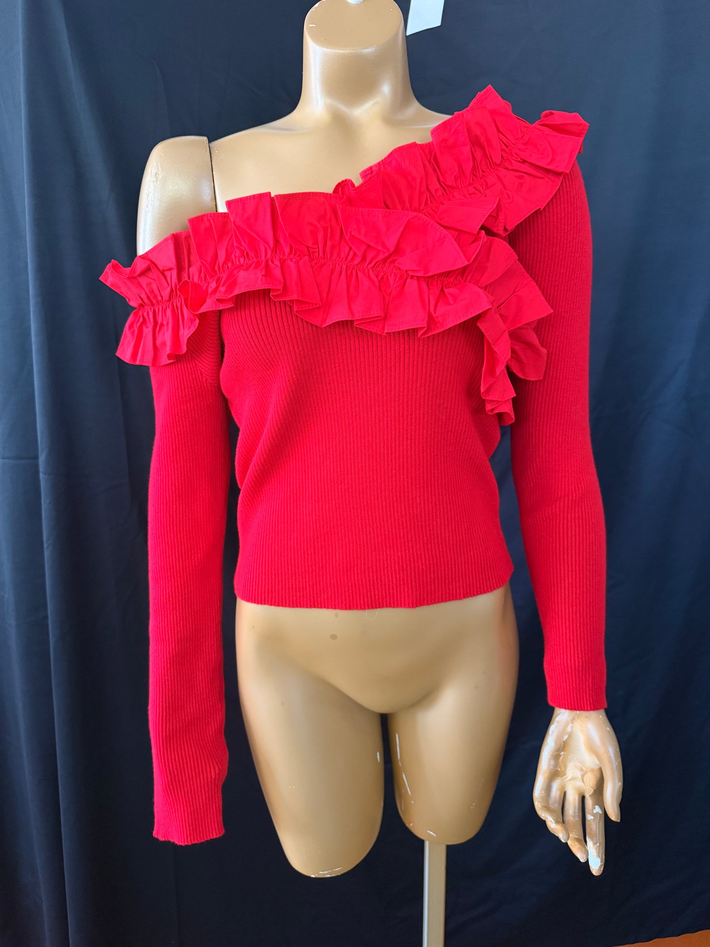 Ruffle Red Knit Top