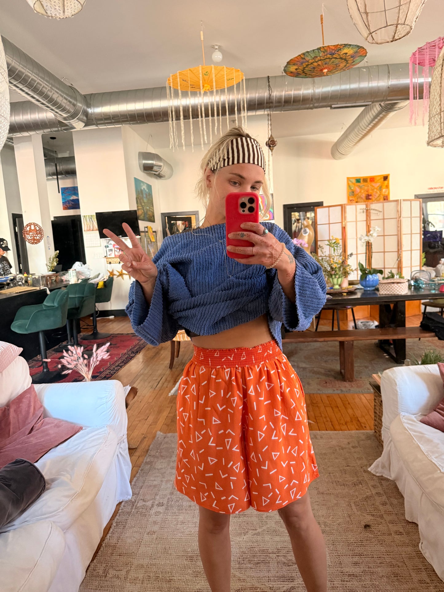 Orange Long Shorts