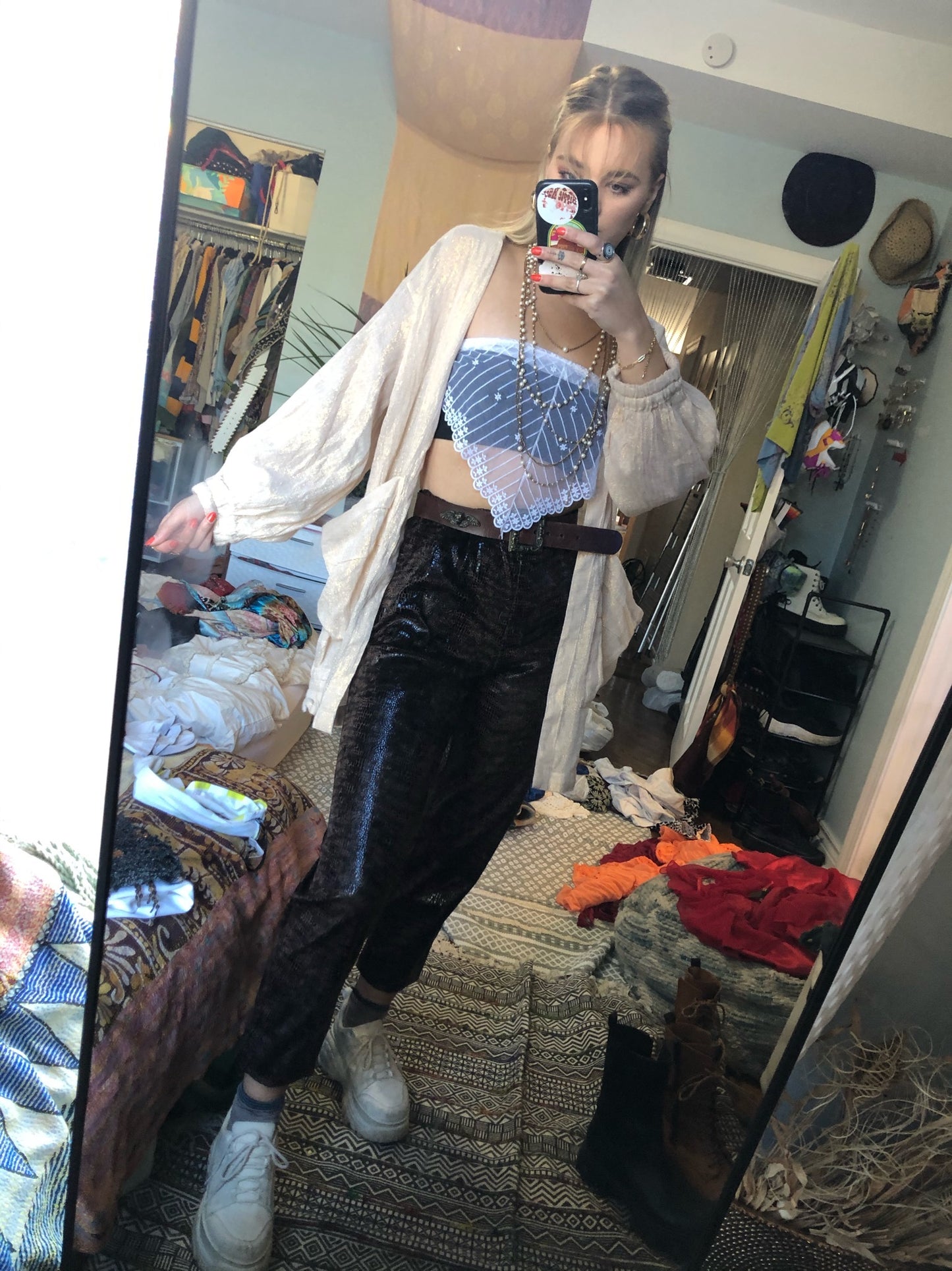 Tan Tinsel Cardigan