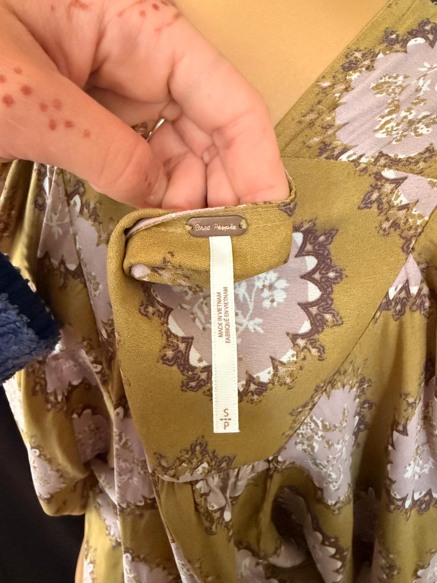 Free People Green Flower Top