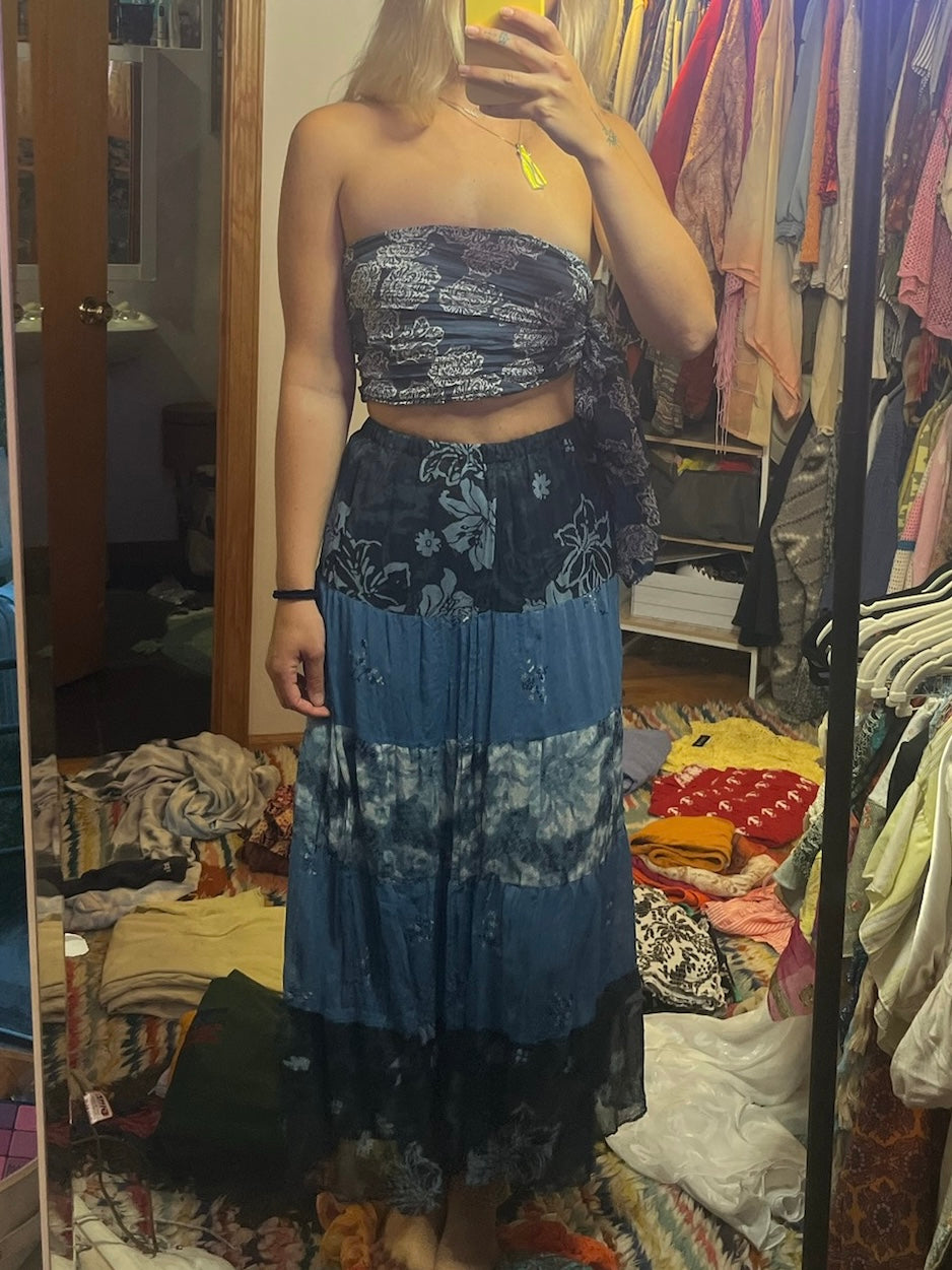 Blue Flowy Skirt