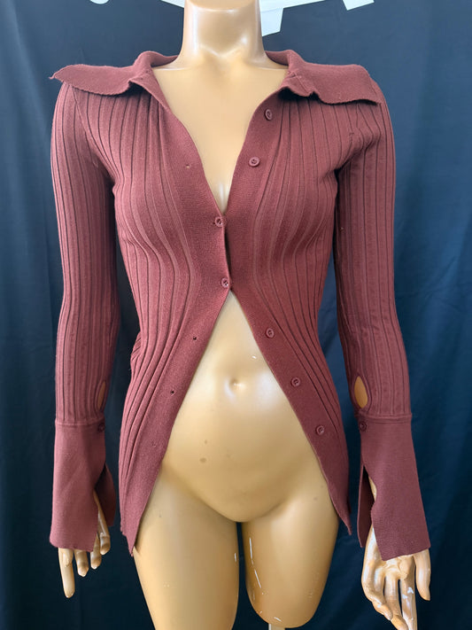 Brown Ribbed Long Sleeve