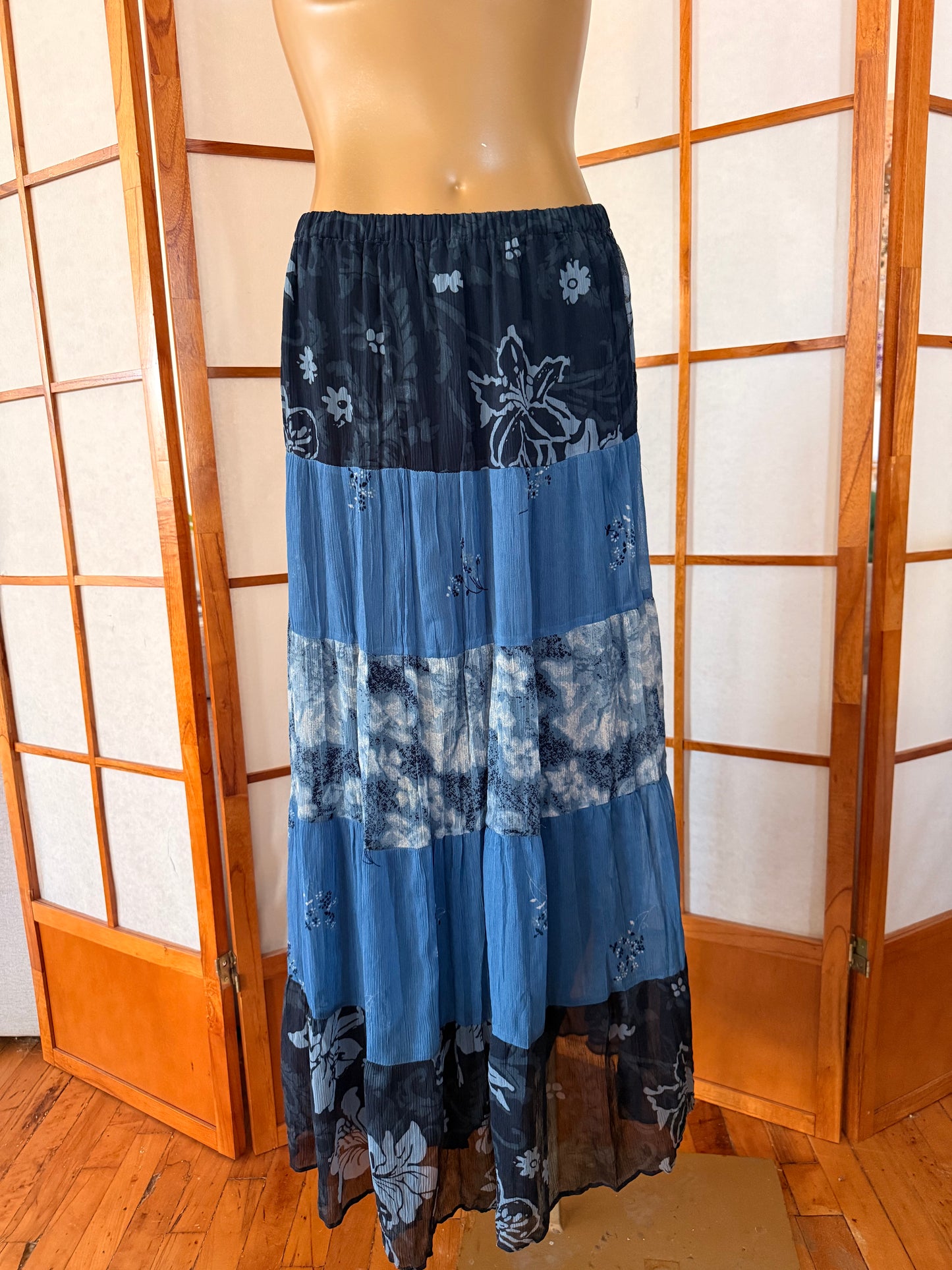 Blue Flowy Skirt