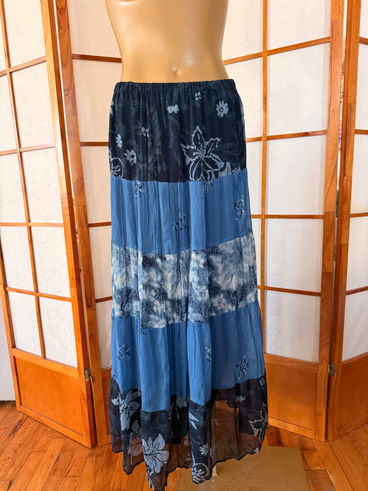 Blue Flowy Skirt