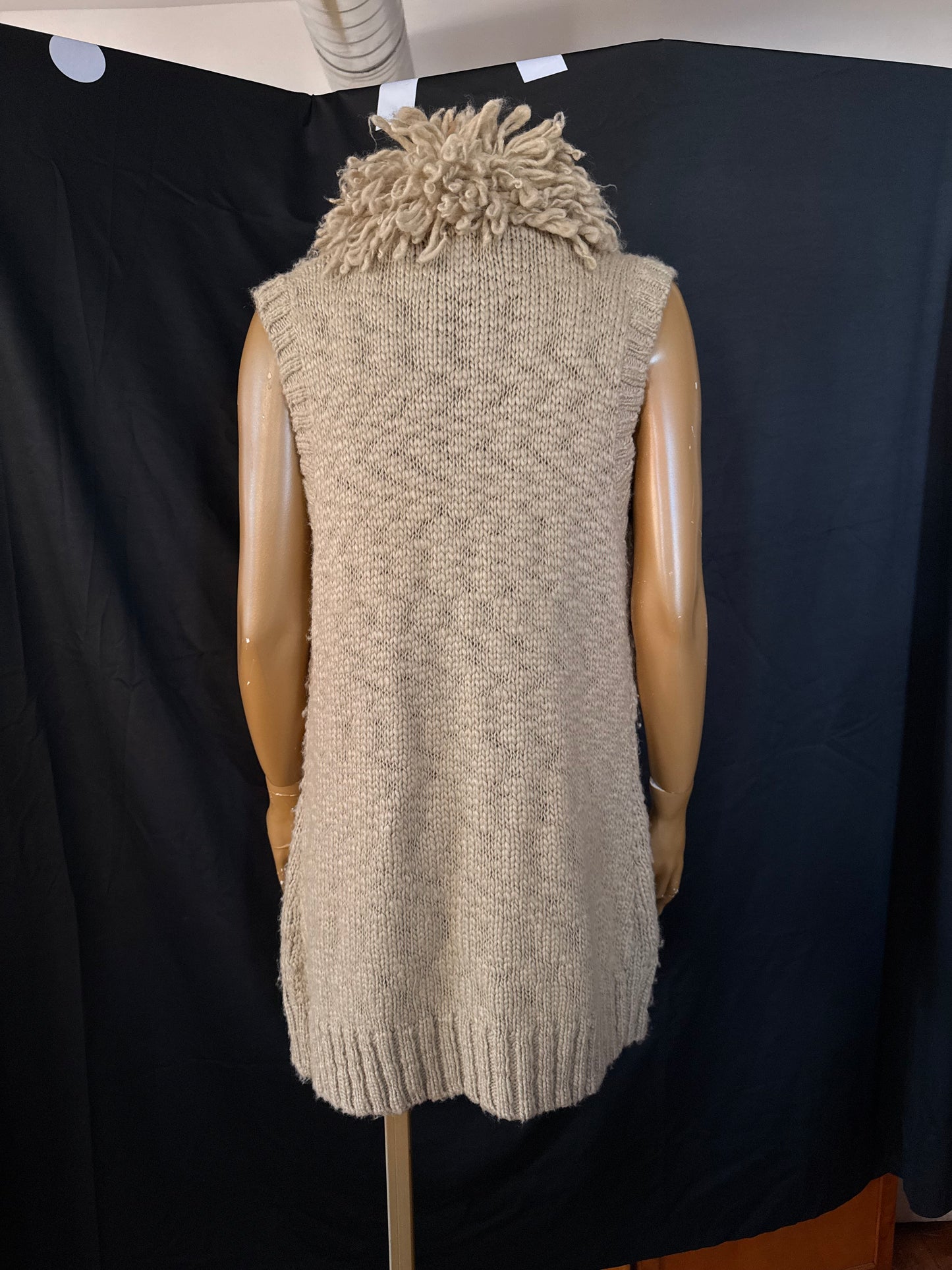 Tan Fringe Collar Vest
