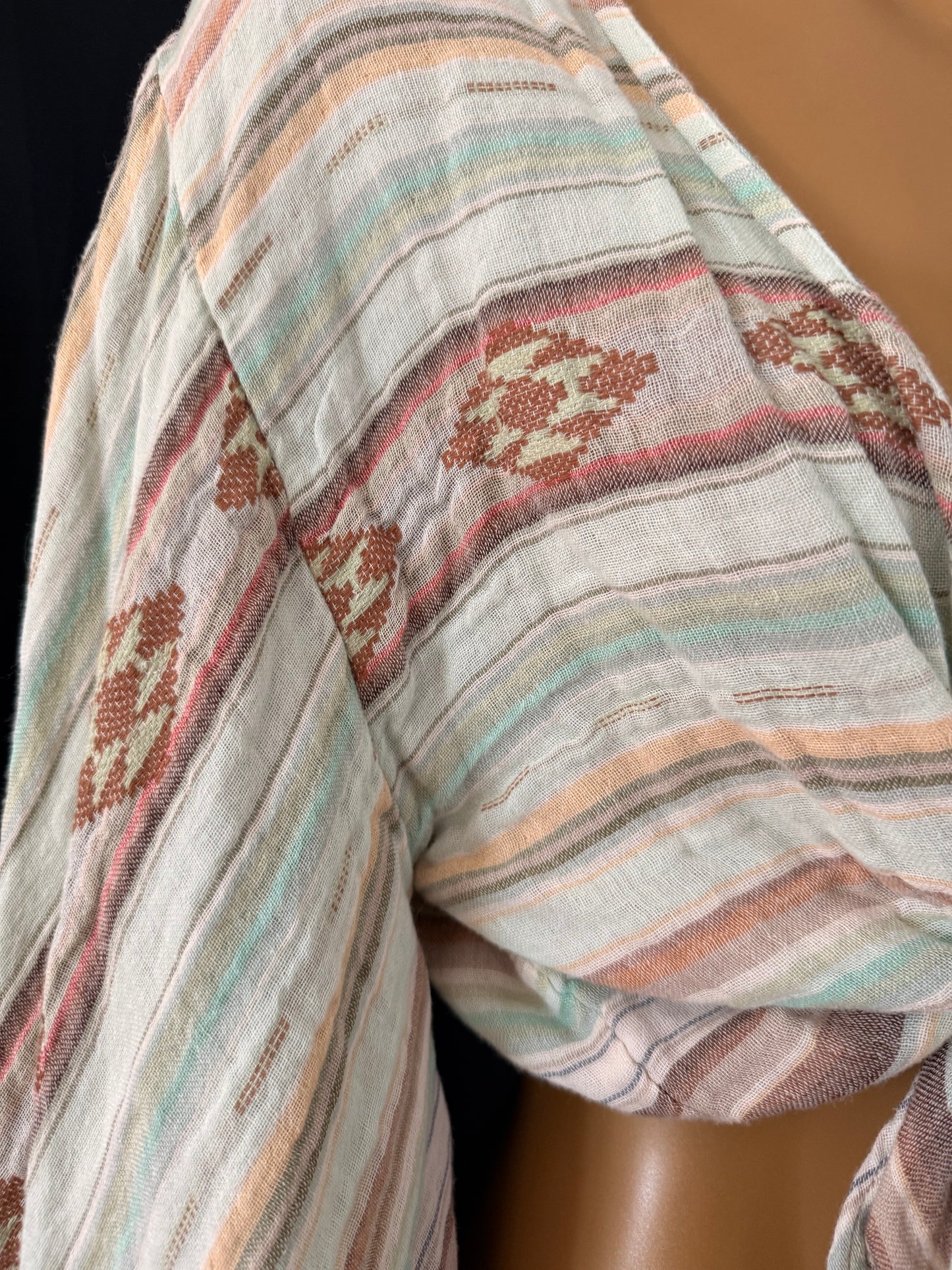 Blue Patterned Ruffled Shaw