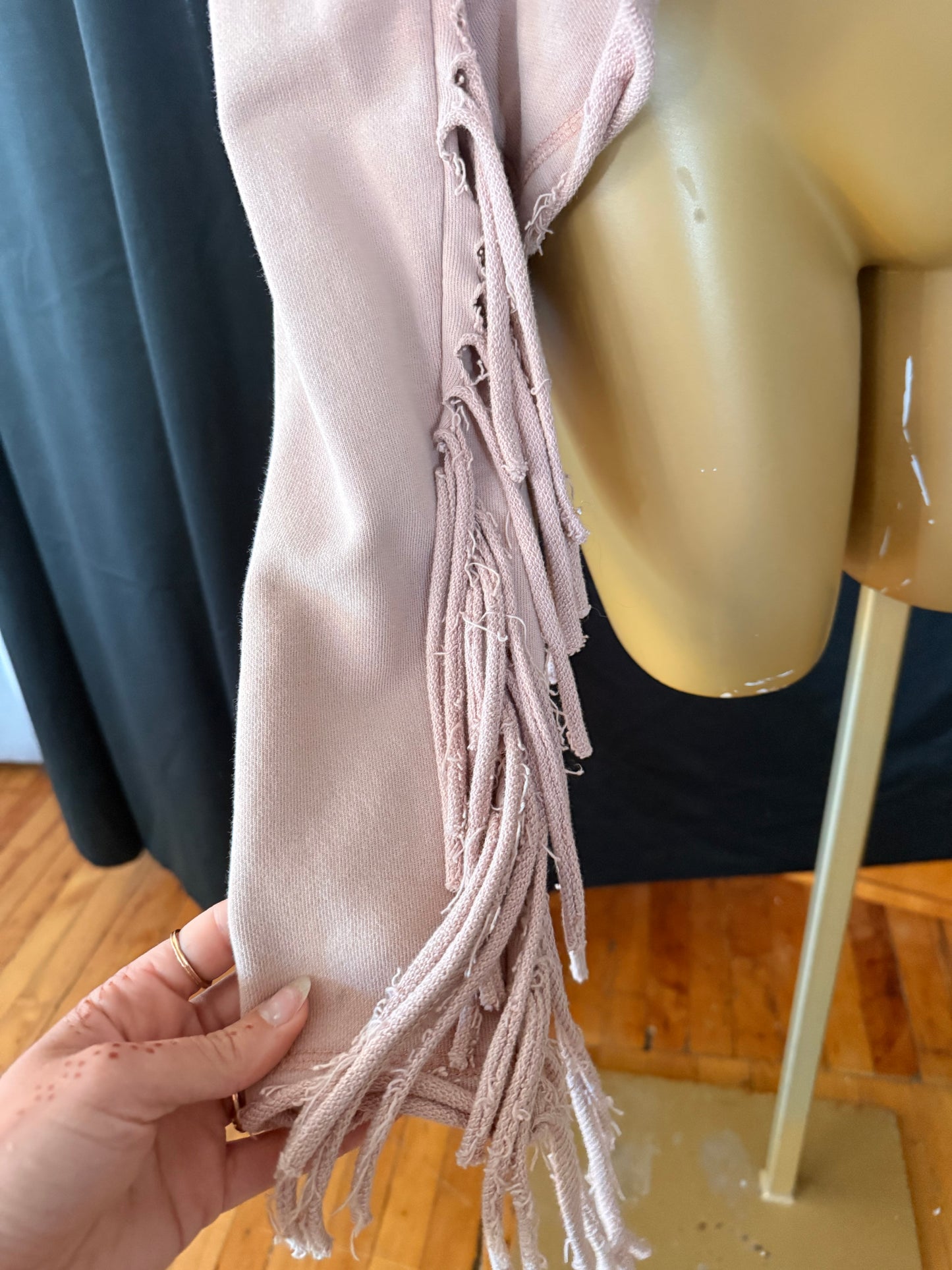 Free People Pink Fringe Long Sleeve