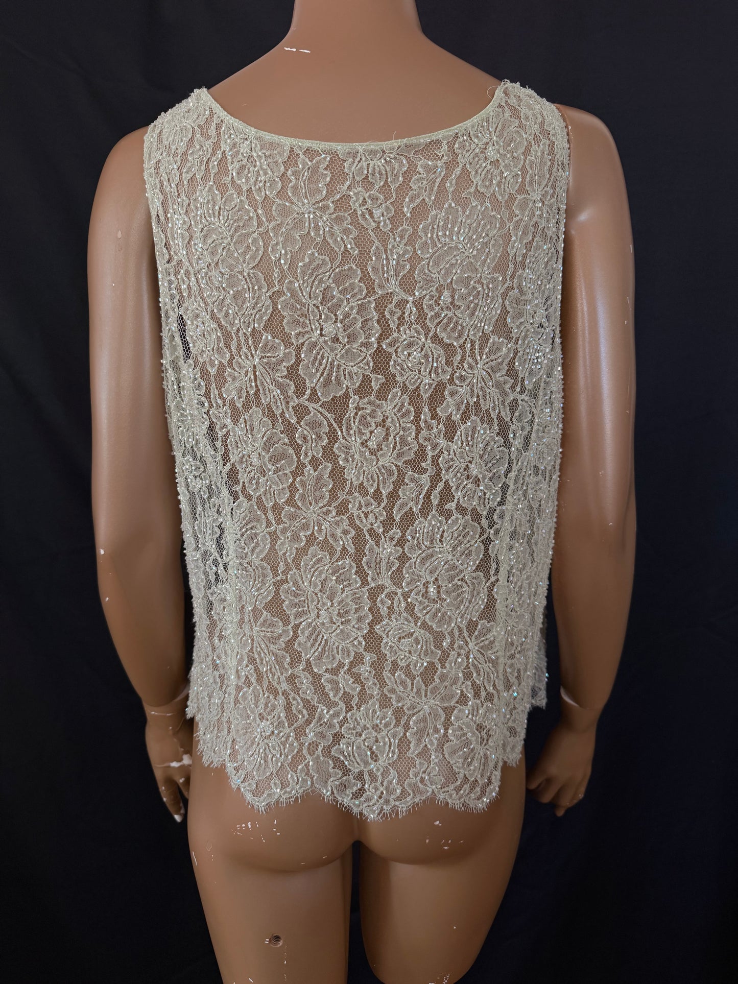 Green Beaded Lace Top