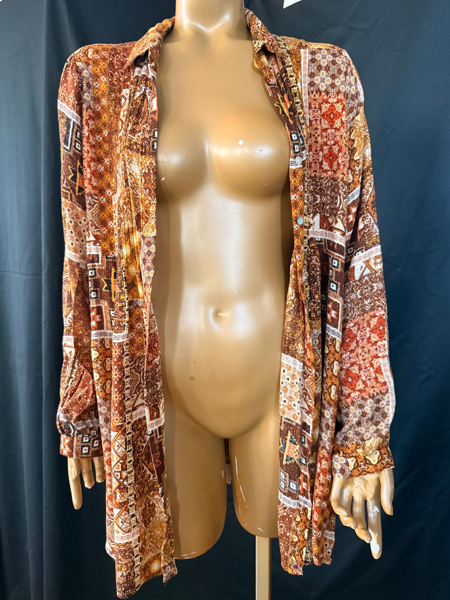 Brown Patterned Button Down