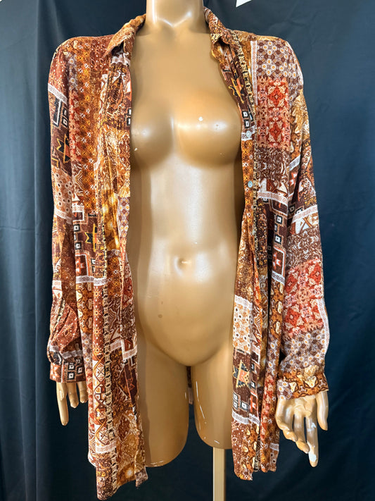 Brown Patterned Button Down