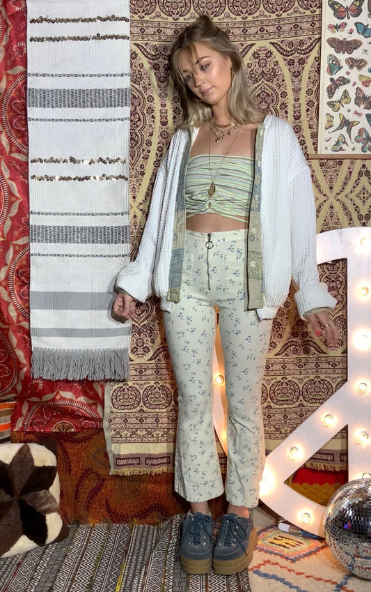 Flower Zip Up Pants