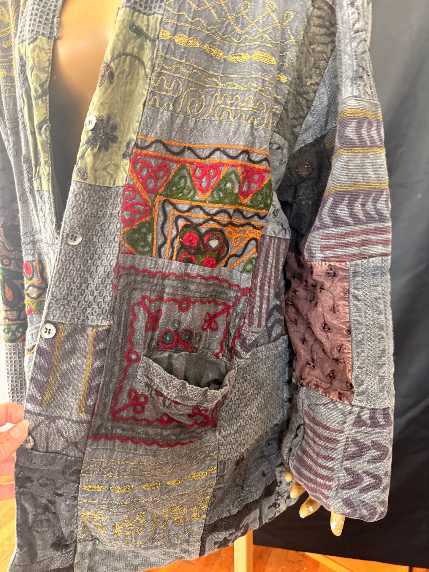 Charcoal Bohemian Patchwork Jacket