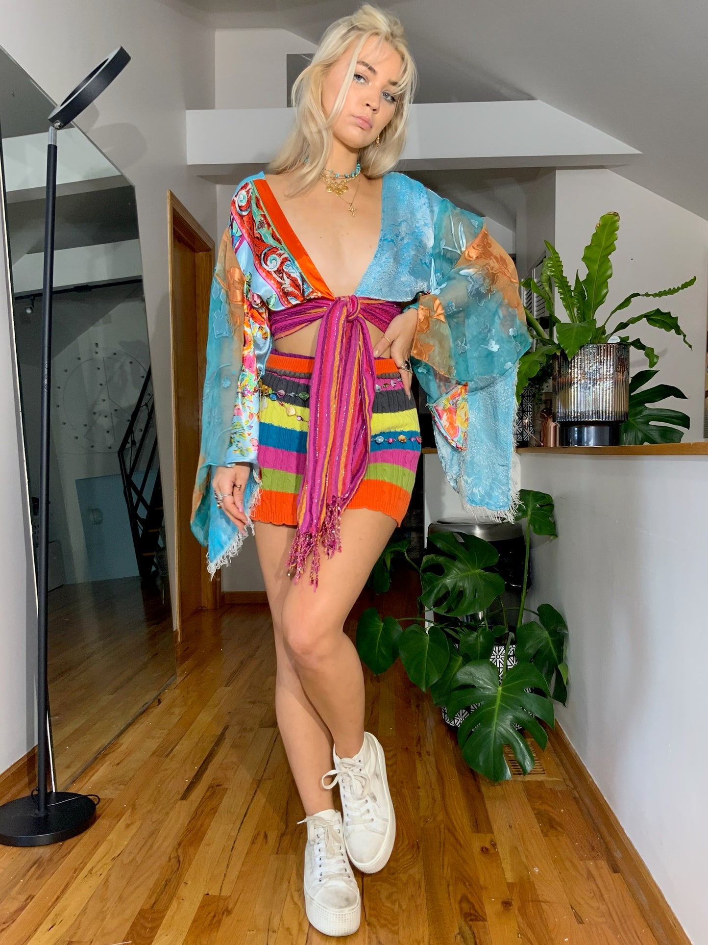 Colorful Striped Knit Skirt