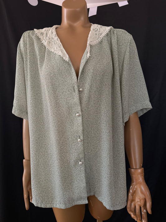 Romantic Lace Collared Button Down