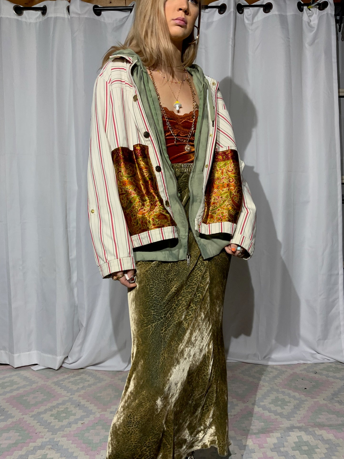 Green Velvet Maxi Skirt