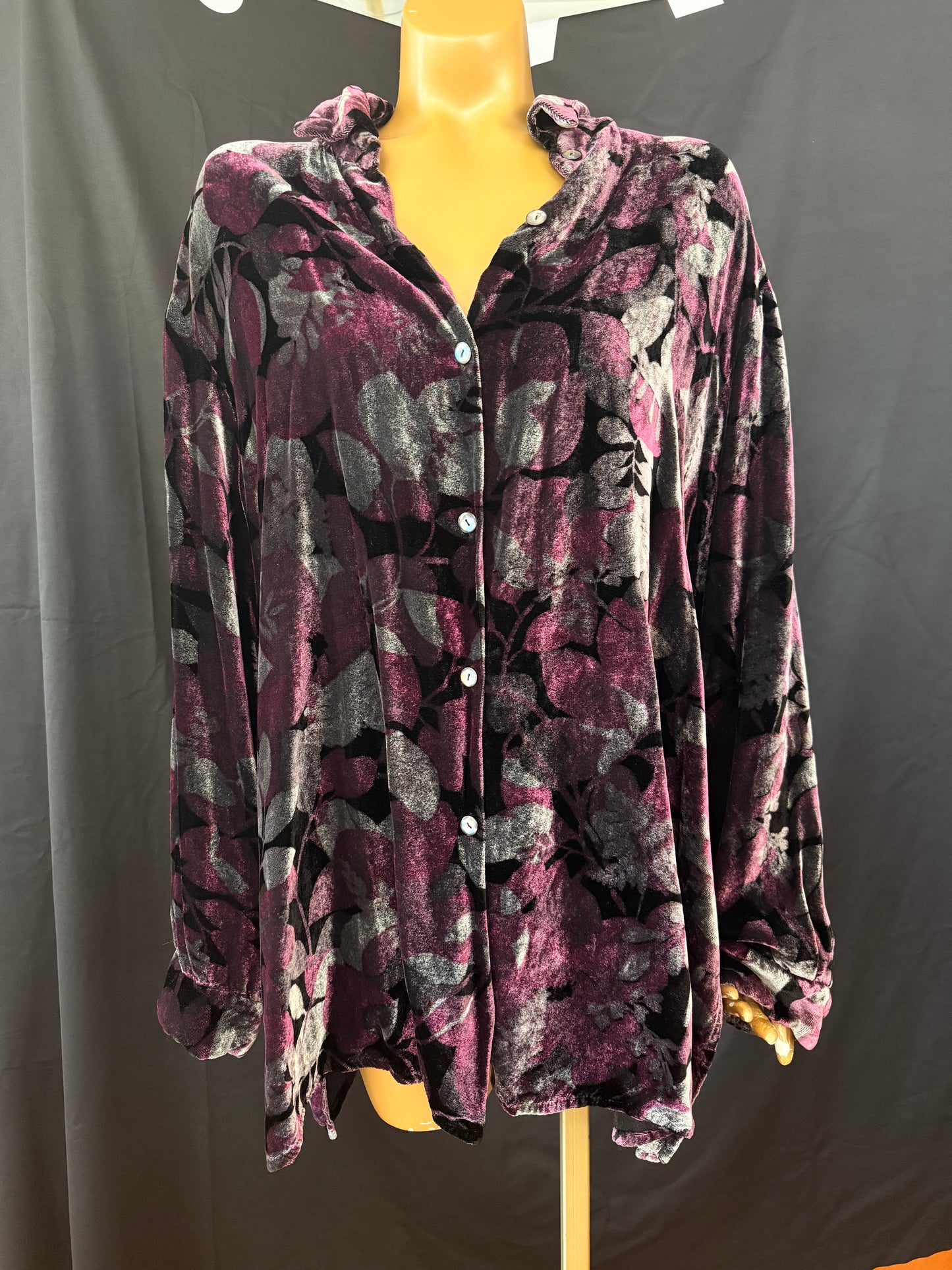 Purple Velvet Button Down