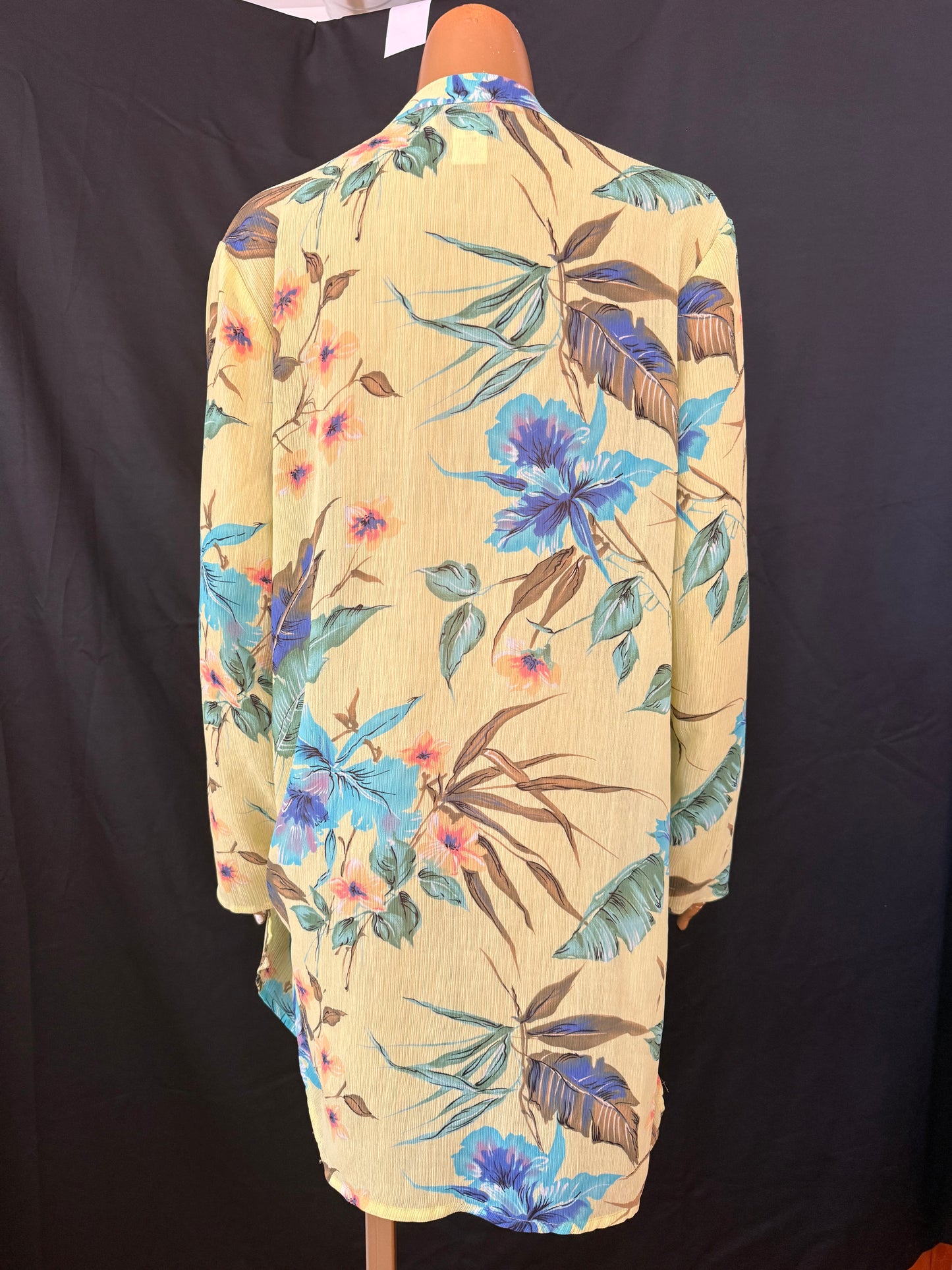 Green Floral Sheer Button Down