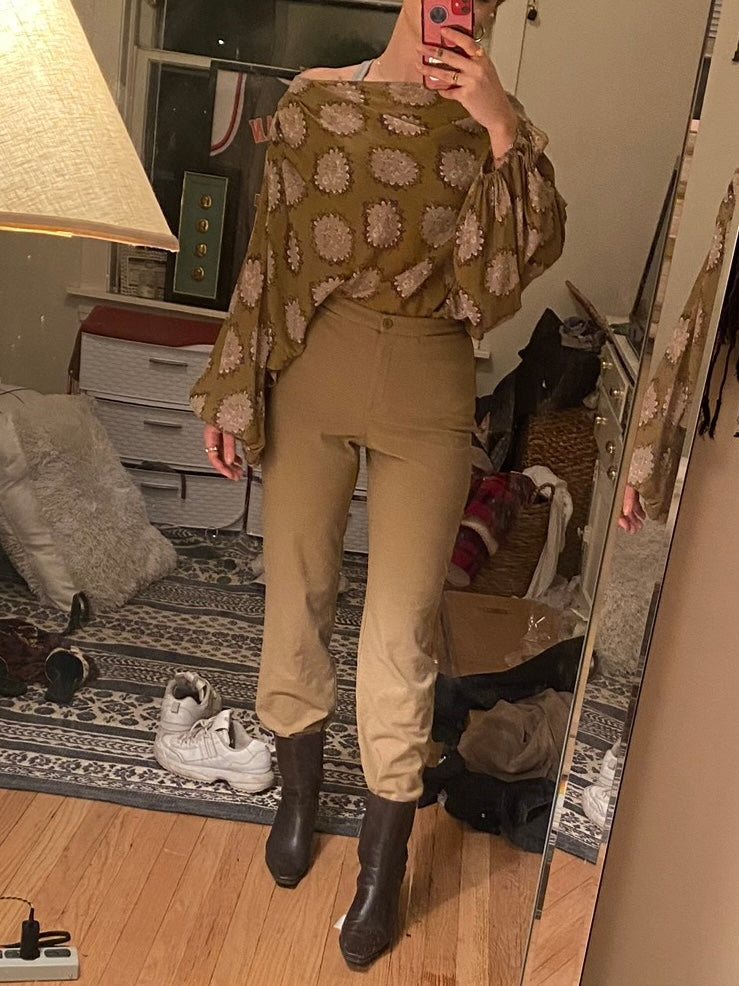 Free People Green Flower Top